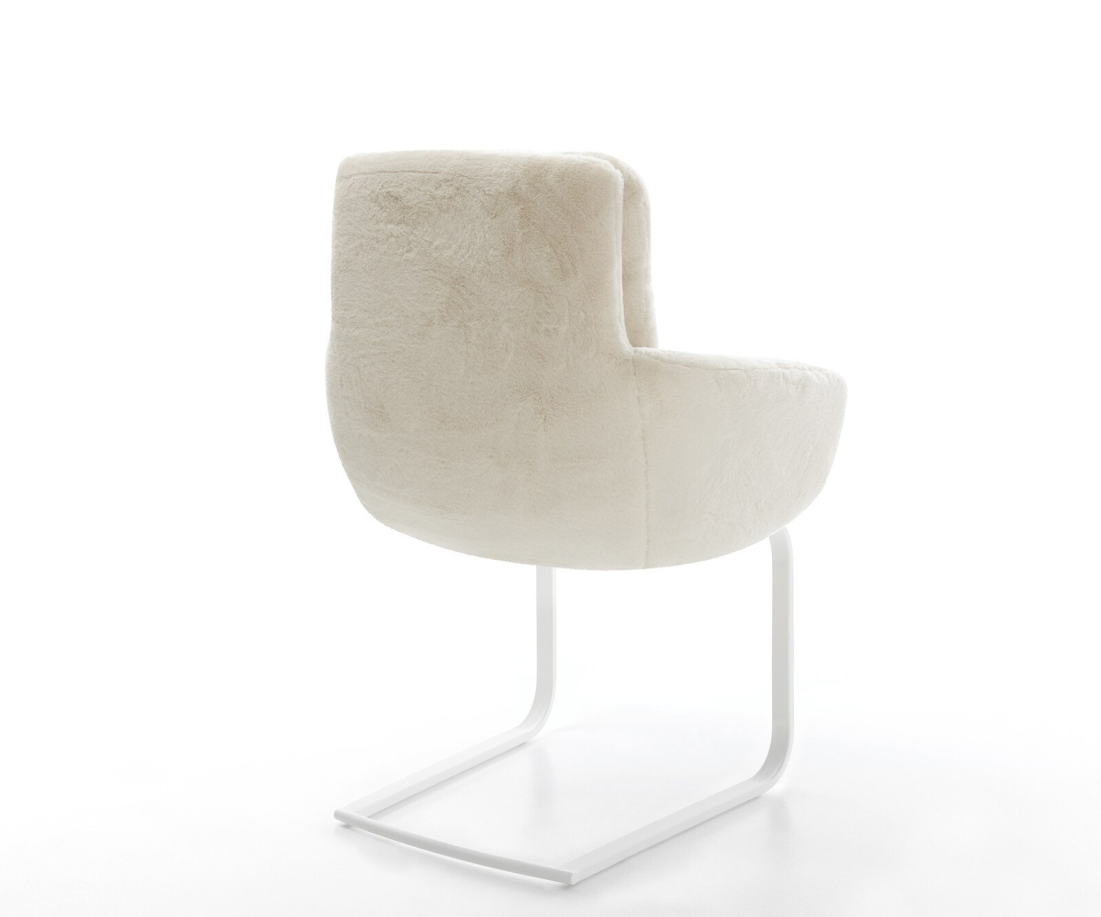 Freischwinger Abelia-Flex mit Armlehnen Plüsch Creme-Weiß Freischwinger flach Weiß 4