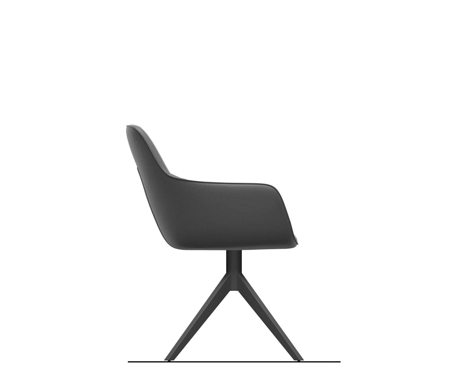 Chaise-pivotante Pejo-Flex cuir de vache noir pied croisé large noir pivotement sur 360° fonction bascule ressorts ensachés 8
