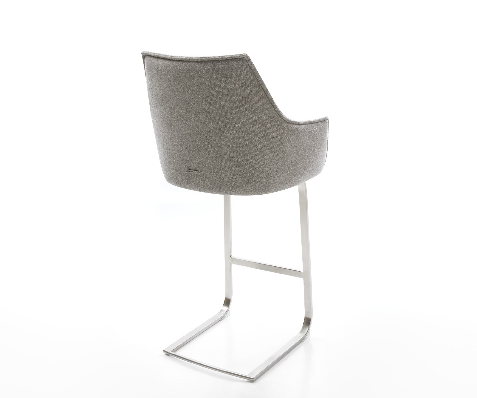 Barstuhl Alja-Flex Strukturstoff Soft Grau Freischwinger Flach Edelstahl Silberfarben Taschenfederkern 5