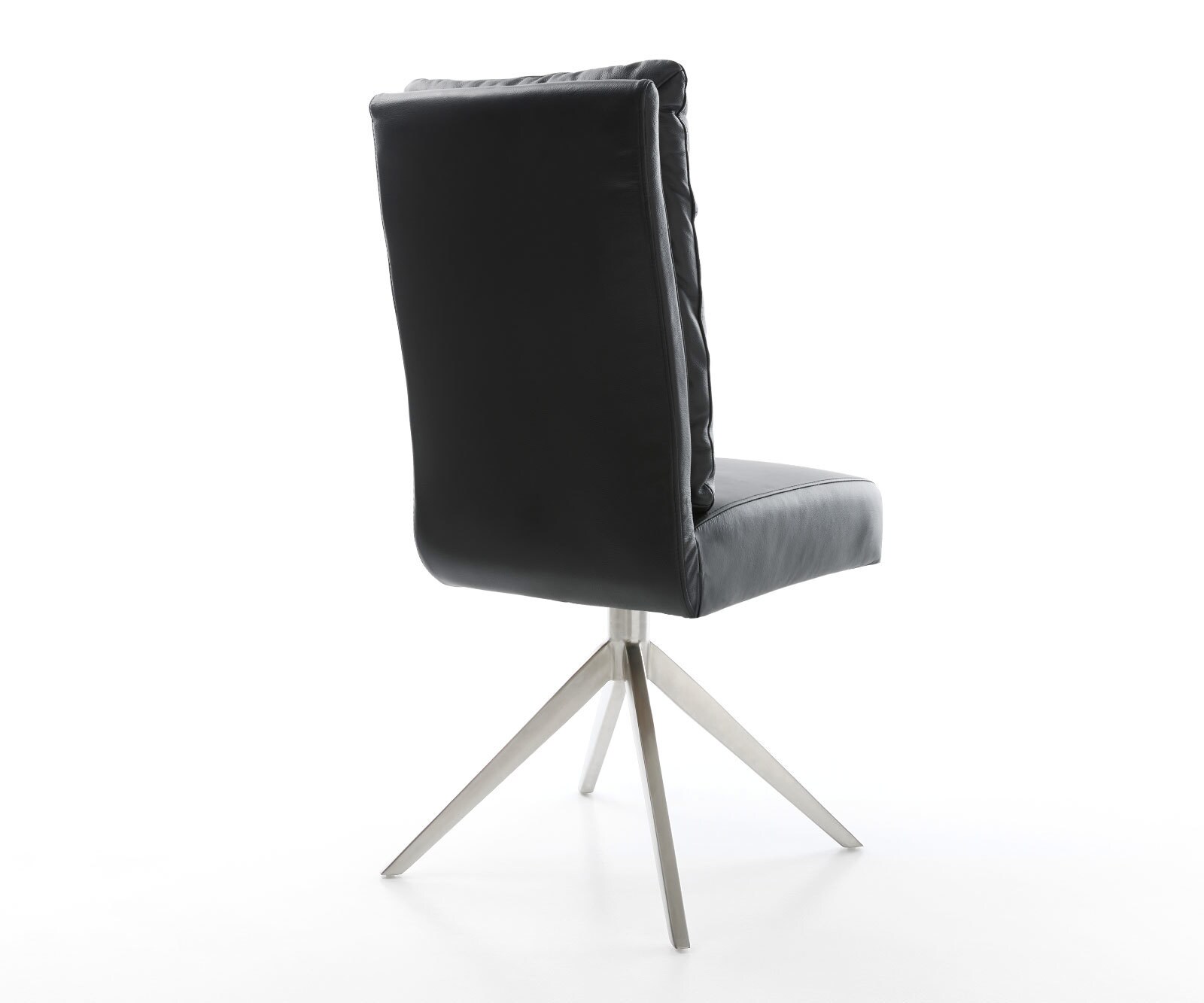 Chaise-pivotante Pela-Flex cuir de vache noir pied croisé large acier inoxydable brossé pivotement sur 360° fonction bascule ressorts ensachés 4