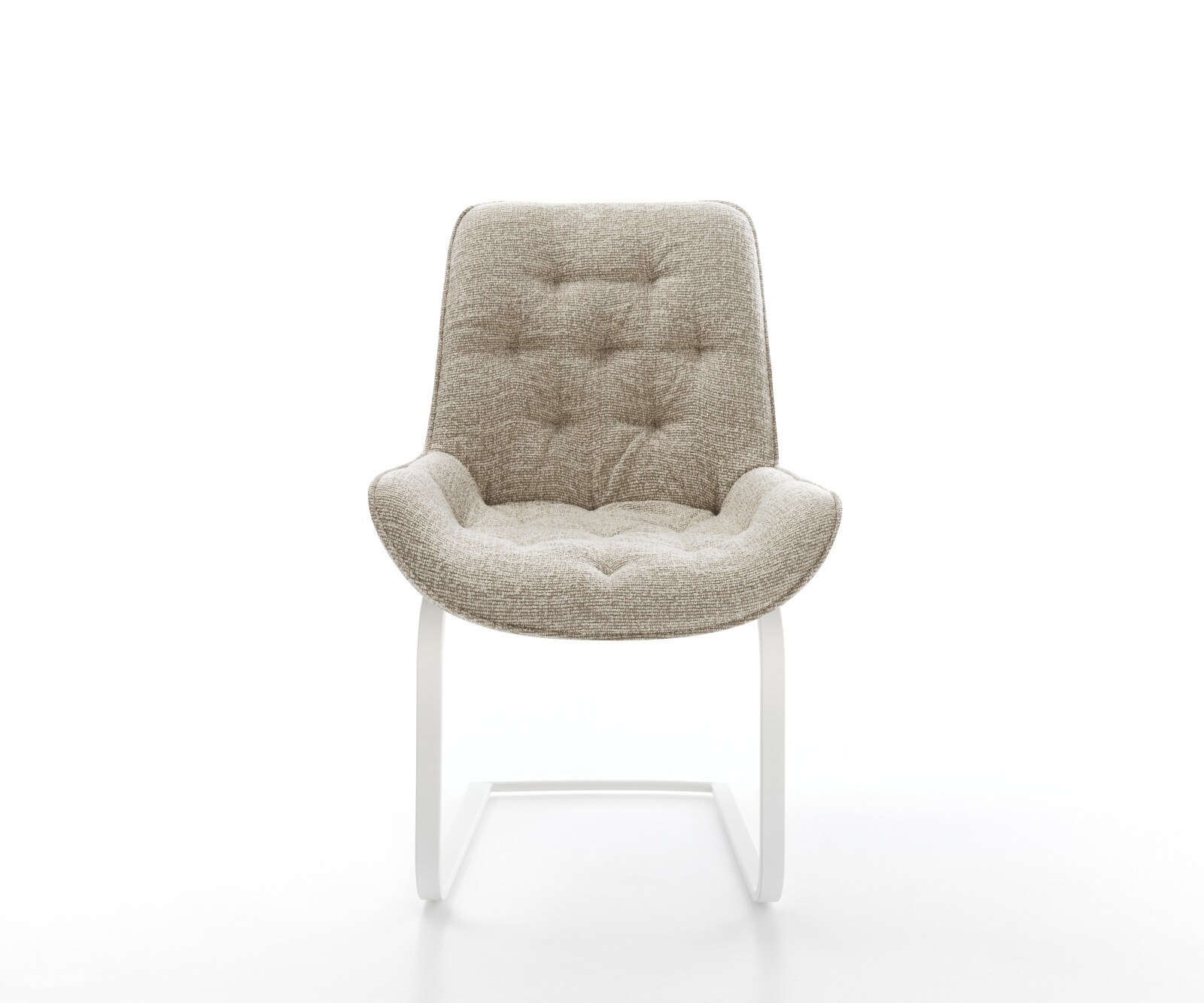 Cantilever Taimi-Flex tissu tissé doux beige pied cantilever plat blanc 2