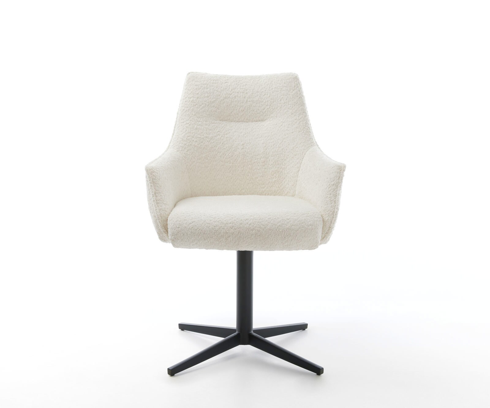 Chaise-pivotante Alja-Flex avec accoudoirs bouclé blanc pied de chaise 4 branches noir pivotement sur 360° ressorts ensachés 1