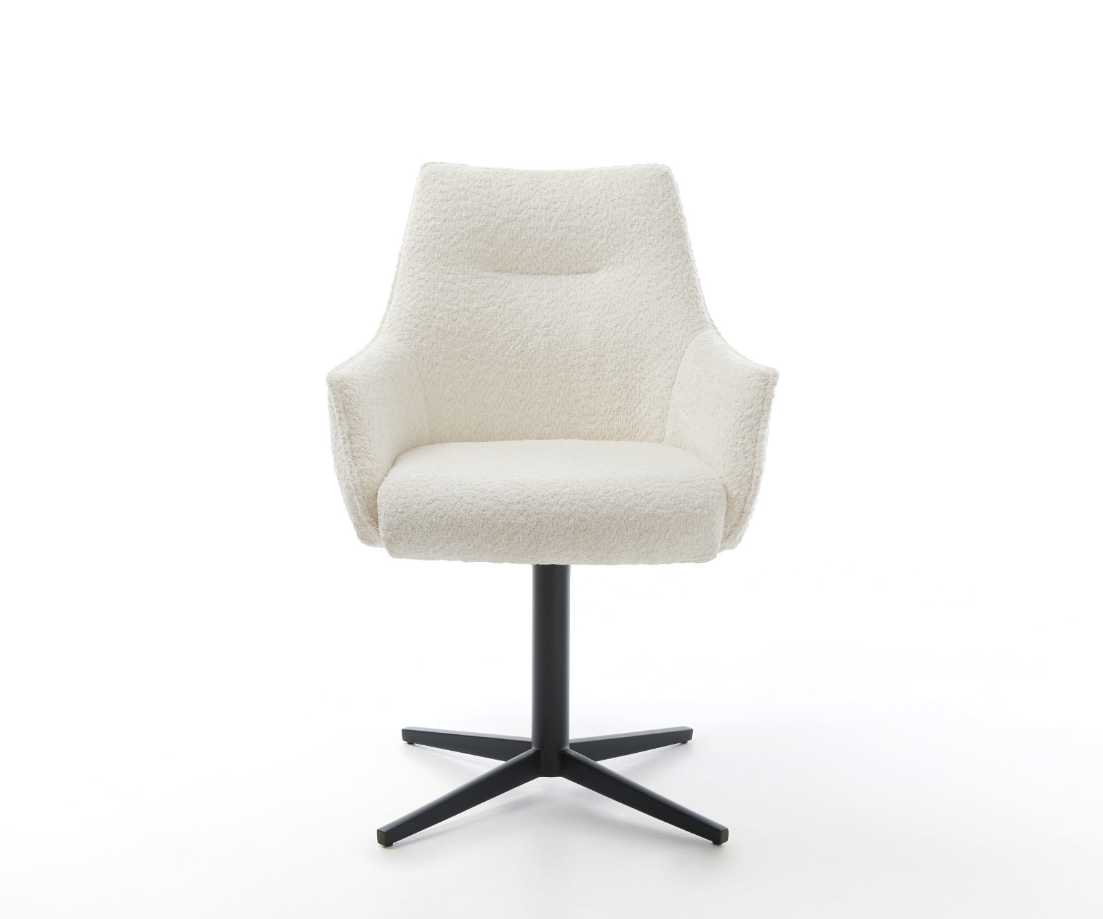 Chaise-pivotante Alja-Flex avec accoudoirs bouclé blanc pied de chaise 4 branches noir pivotement sur 360° ressorts ensachés 1 Chaise-pivotante Alja-Flex avec accoudoirs bouclé blanc pied de chaise 4 branches noir pivotement sur 360° ressorts ensachés 1