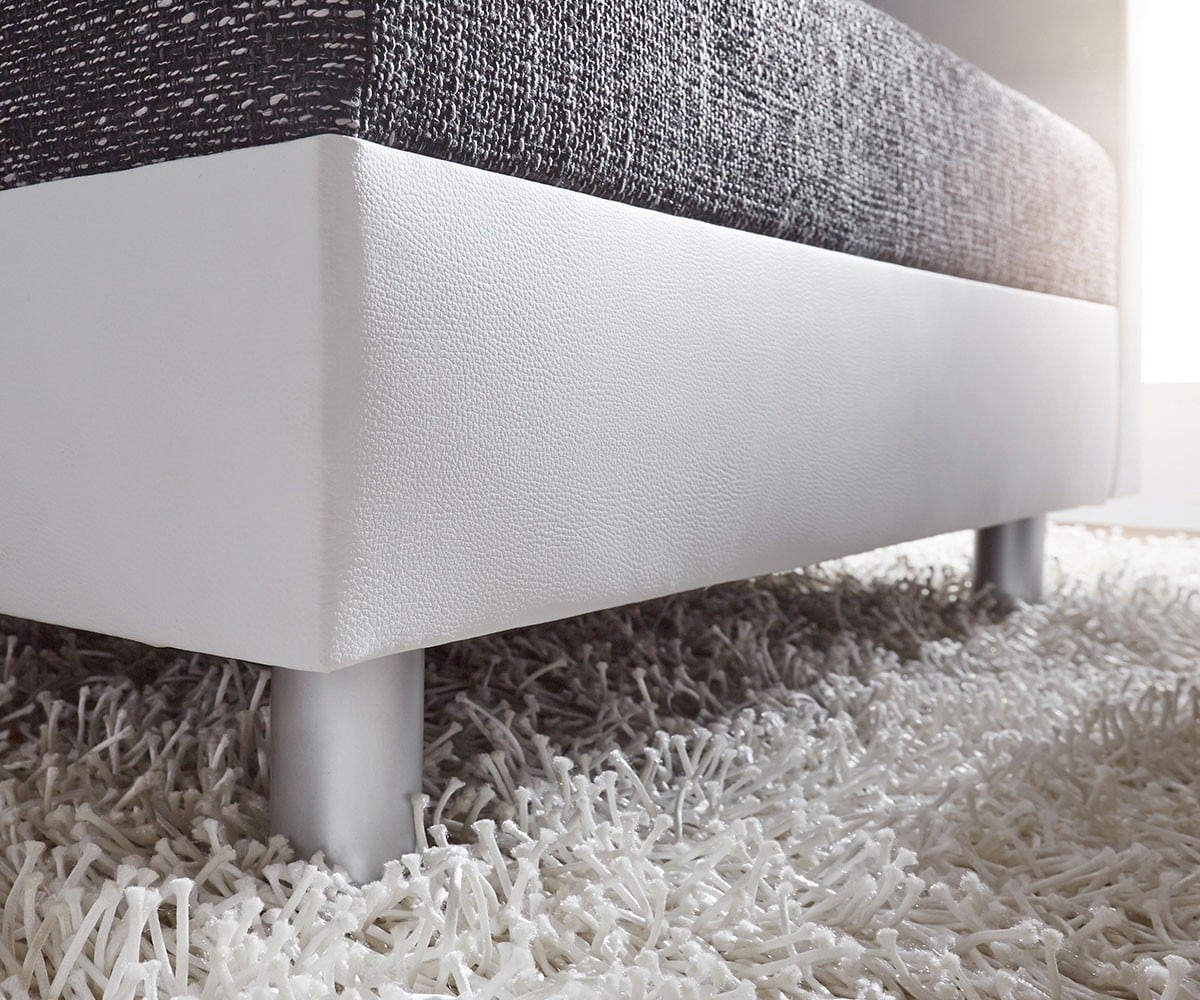 Canapé-d'angle Clovis blanc noir ottoman droite modulaire 5 Canapé-d'angle Clovis blanc noir ottoman droite modulaire 5