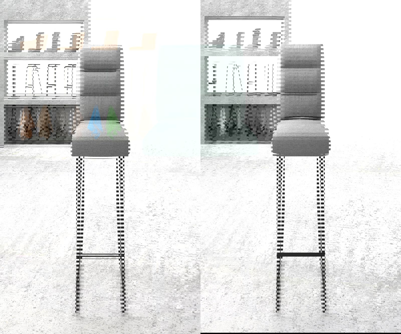 Chaise-de-bar Pela-Flex rayures menthe cadre de patins métal 1
