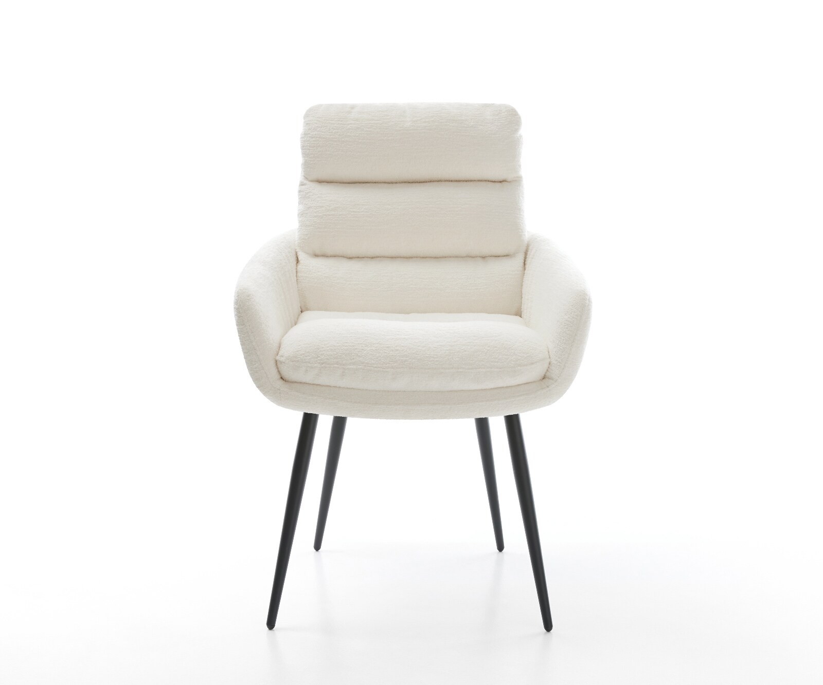 Esszimmerstuhl Abelia-Flex mit Armlehnen Bouclé Soft Beige 4-Fuß konisch Schwarz 2