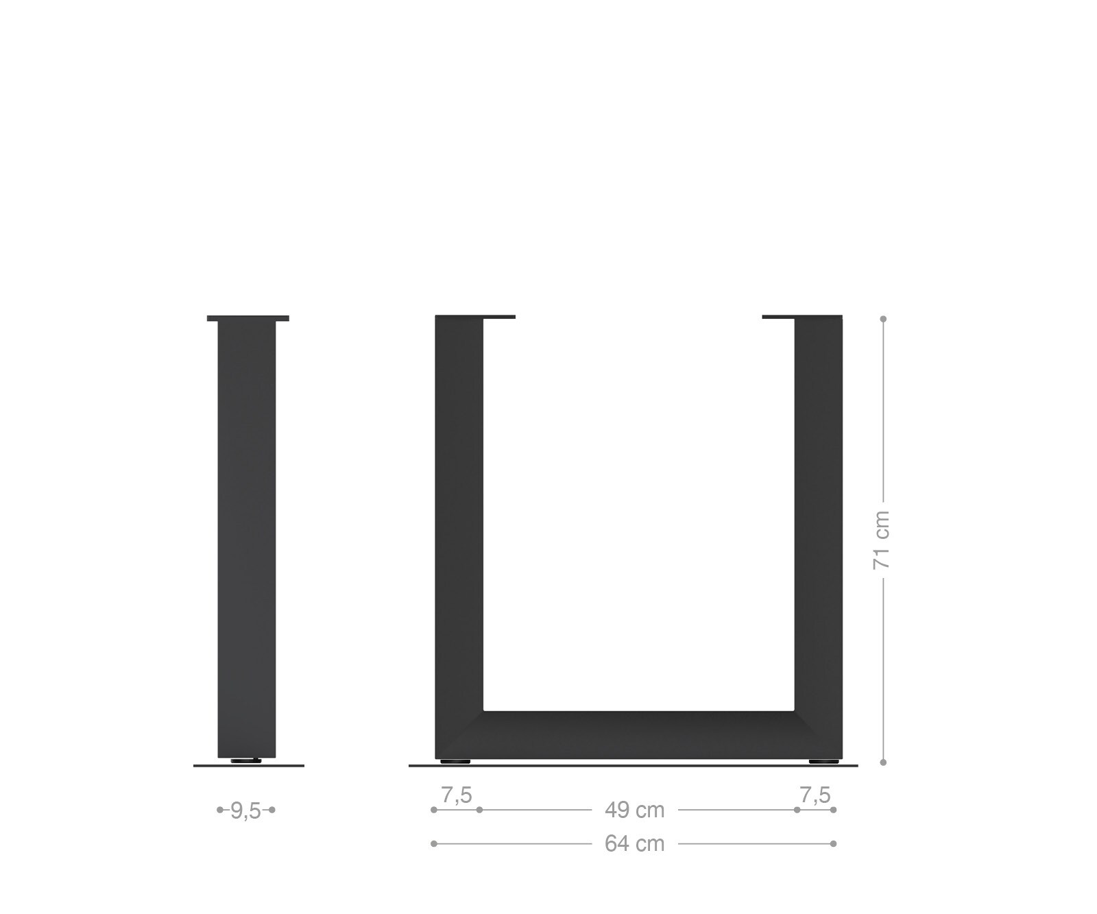 Tischgestell Edelstahl Breit (2er-Set) 3