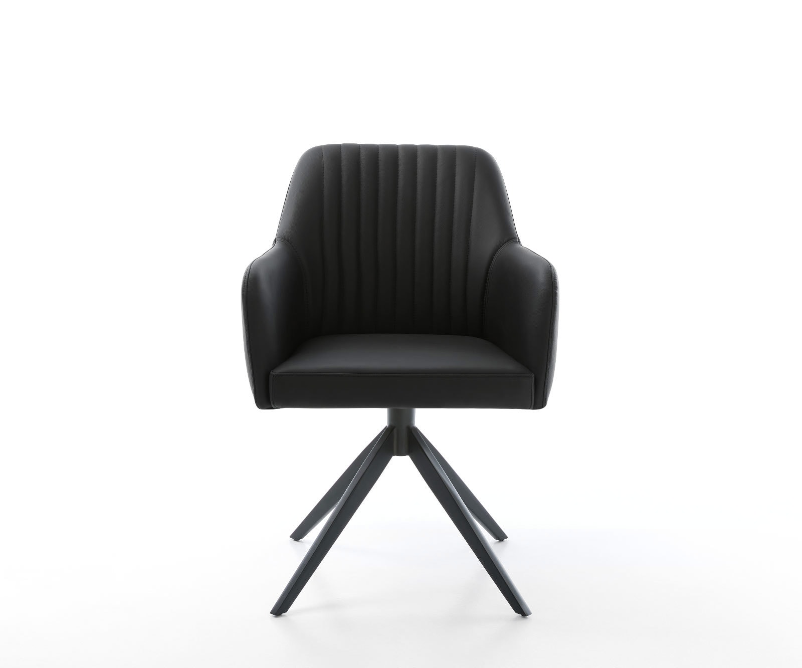 Chaise-de-salle-à-manger Greg-Flex cuir de vache noir pied croisé large noir ressorts ensachés 2