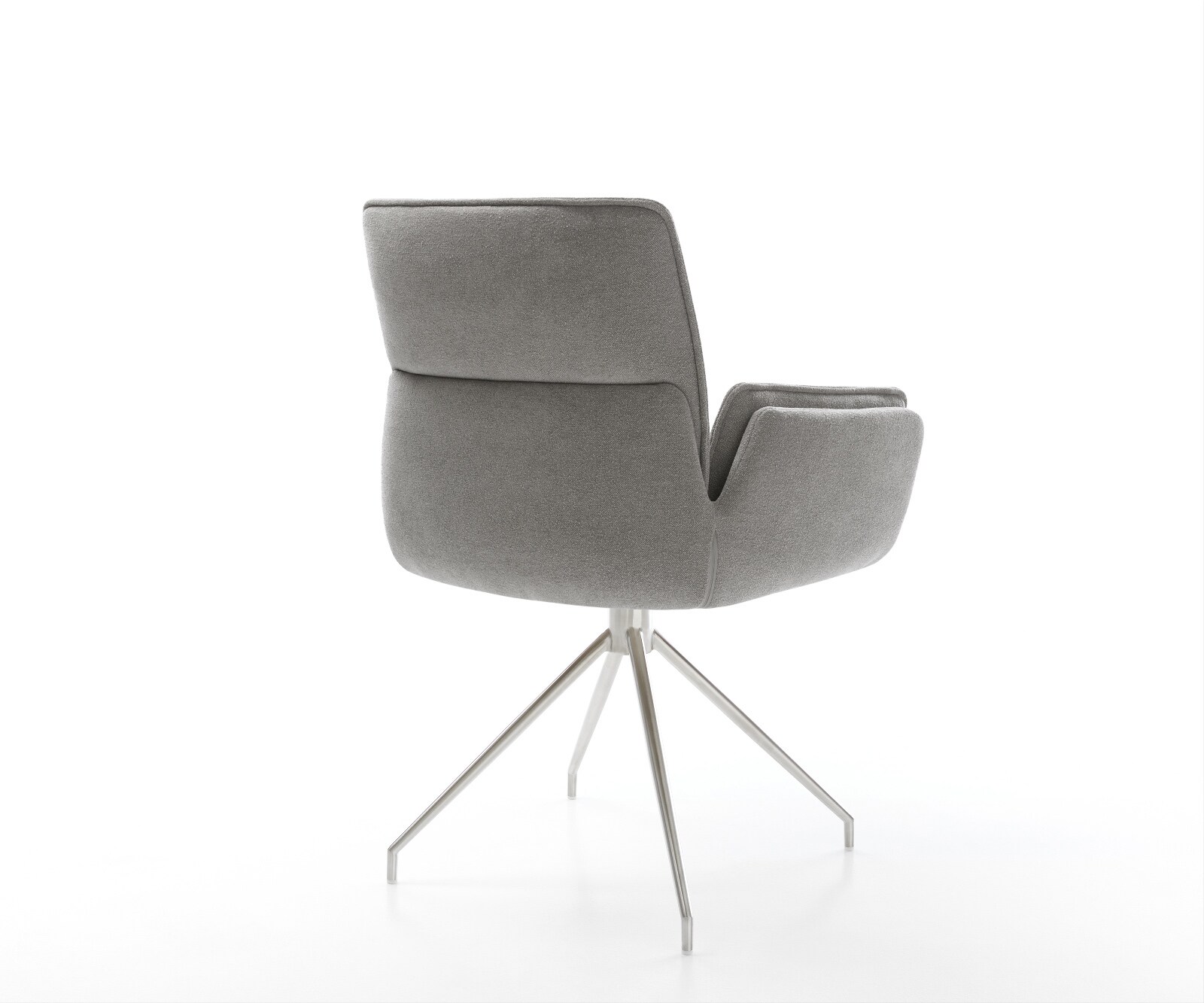 Esszimmerstuhl Nela-Flex Strukturstoff Soft Grau Kreuzgestell konisch Edelstahl 5