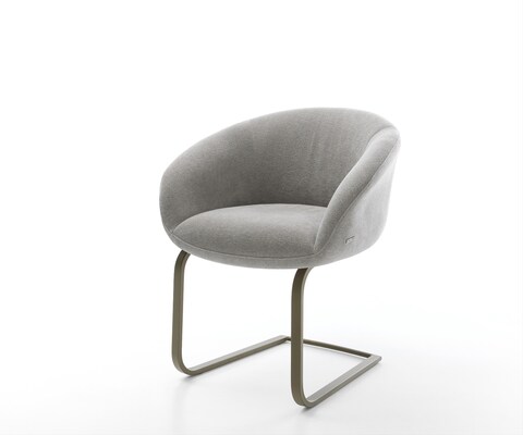 Cantilever Vinka-Flex avec accoudoirs tissu structuré doux gris pied cantilever plat aspect titane resorts ensachés