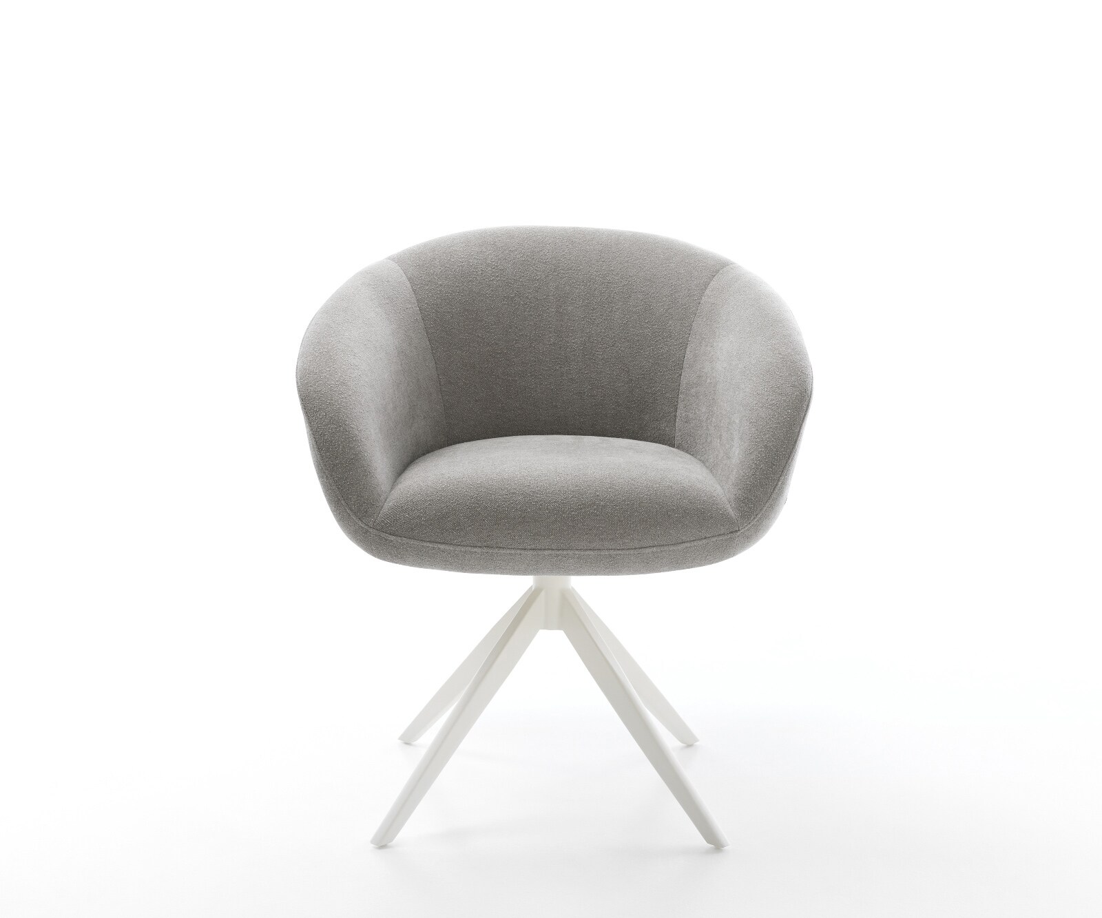 Chaise-pivotante Vinka-Flex avec accoudoirs tissu structuré doux gris pied croisé large blanc pivotement sur 360° fonction bascule resorts ensachés 1