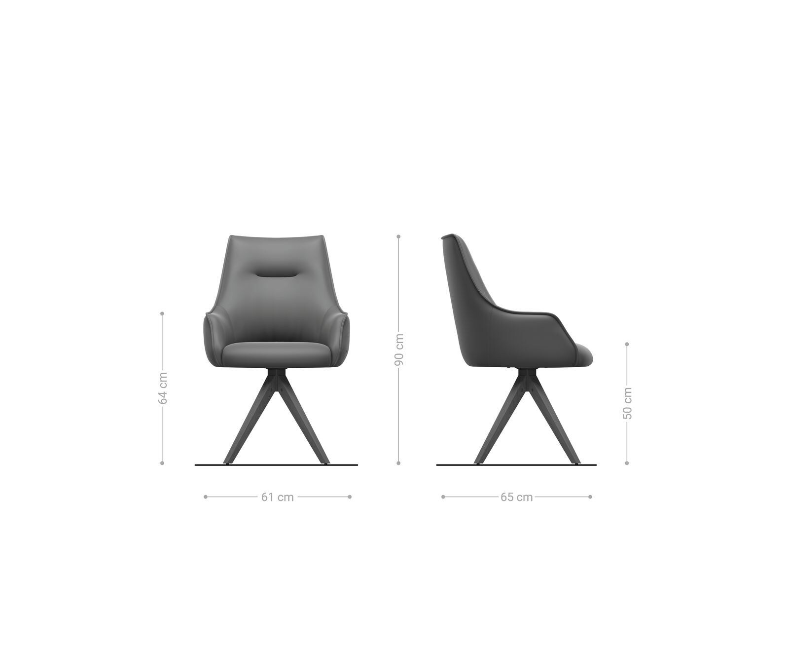 Chaise-pivotante Alja-Flex avec accoudoirs tissu mixte couleur boue pied en bois angulaire naturel pivotement sur 180° ressorts ensachés 5