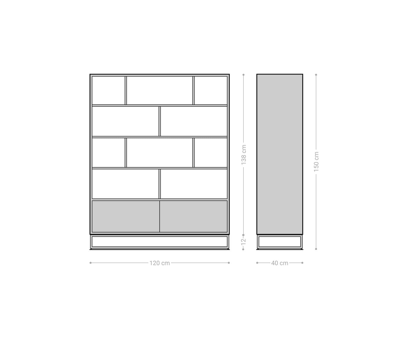 Highboard Famke 120 cm Mango Teak 10 Fächer 2 Türen 8