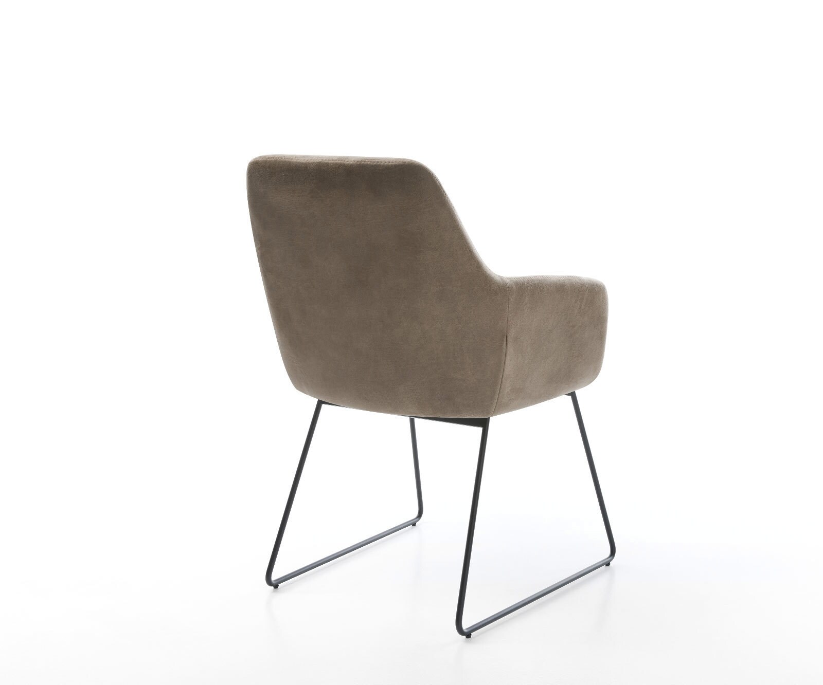 Chaise-de-salle-à-manger Pejo-Flex microvelours taupe vintage pied trapèze noir ressorts ensachés 4