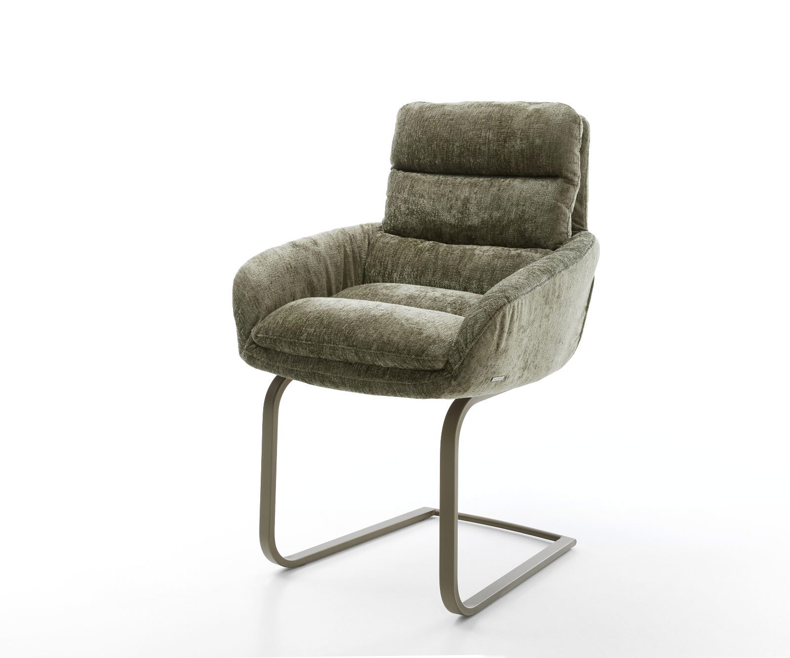 Freischwinger Abelia-Flex mit Armlehnen Chenille Olive Freischwinger flach Effektfinish Titan