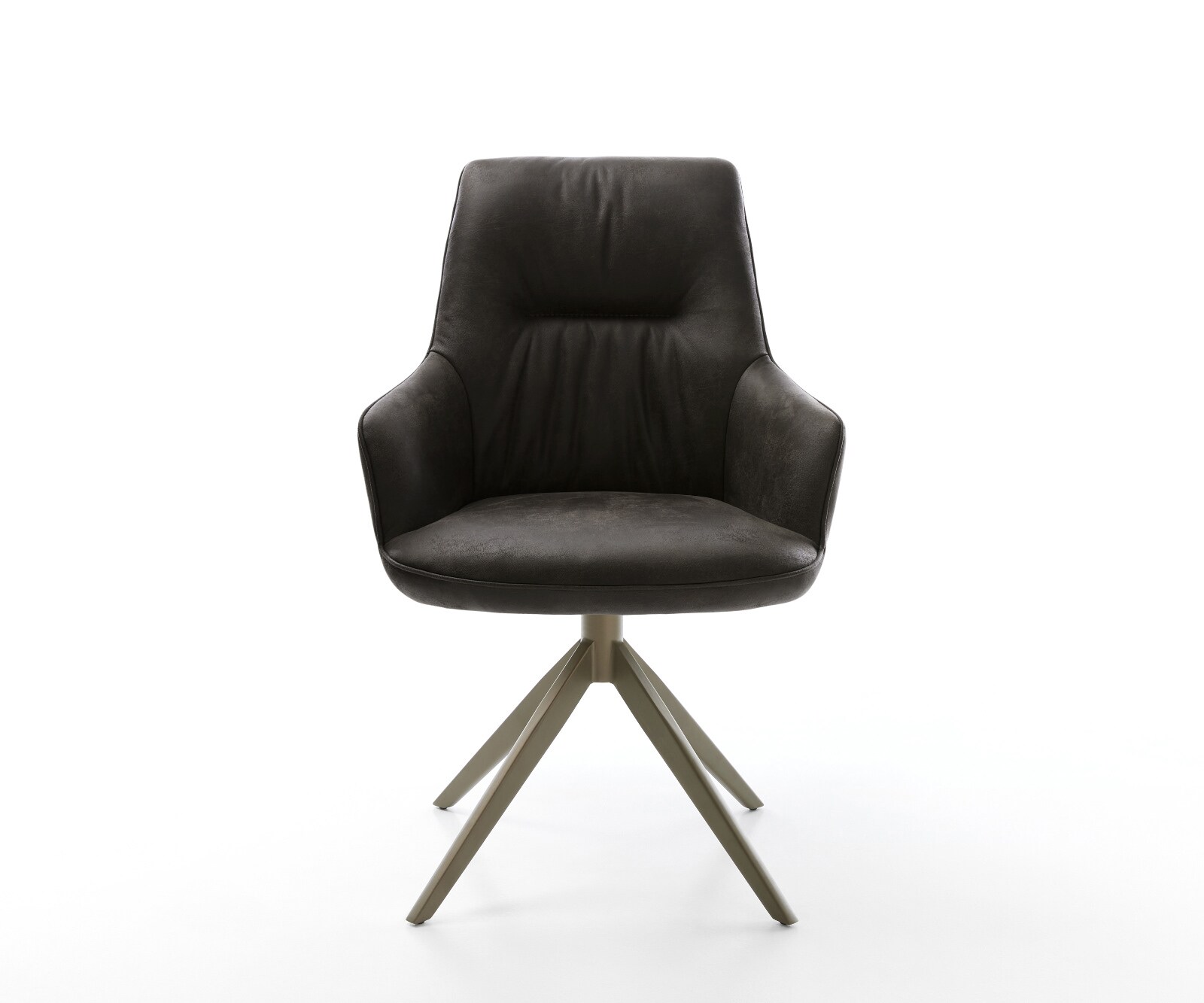 Drehstuhl Zelia-Flex mit Armlehnen Mikrofaser Anthrazit Vintage Kreuzgestell breit Effektfinish Titan 360° drehbar Wippfunktion Taschenfederkern 2