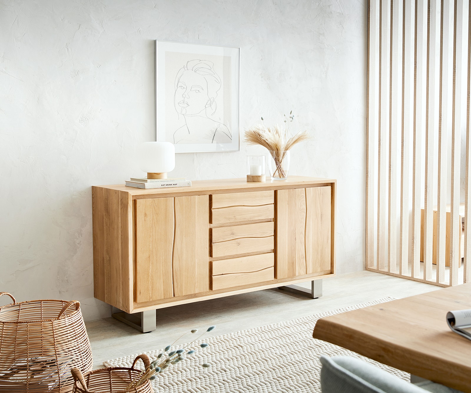 Kommode Live-Edge Türen & Schubkästen Baumkante Sideboard 5 Kommode Live-Edge Türen & Schubkästen Baumkante Sideboard 5