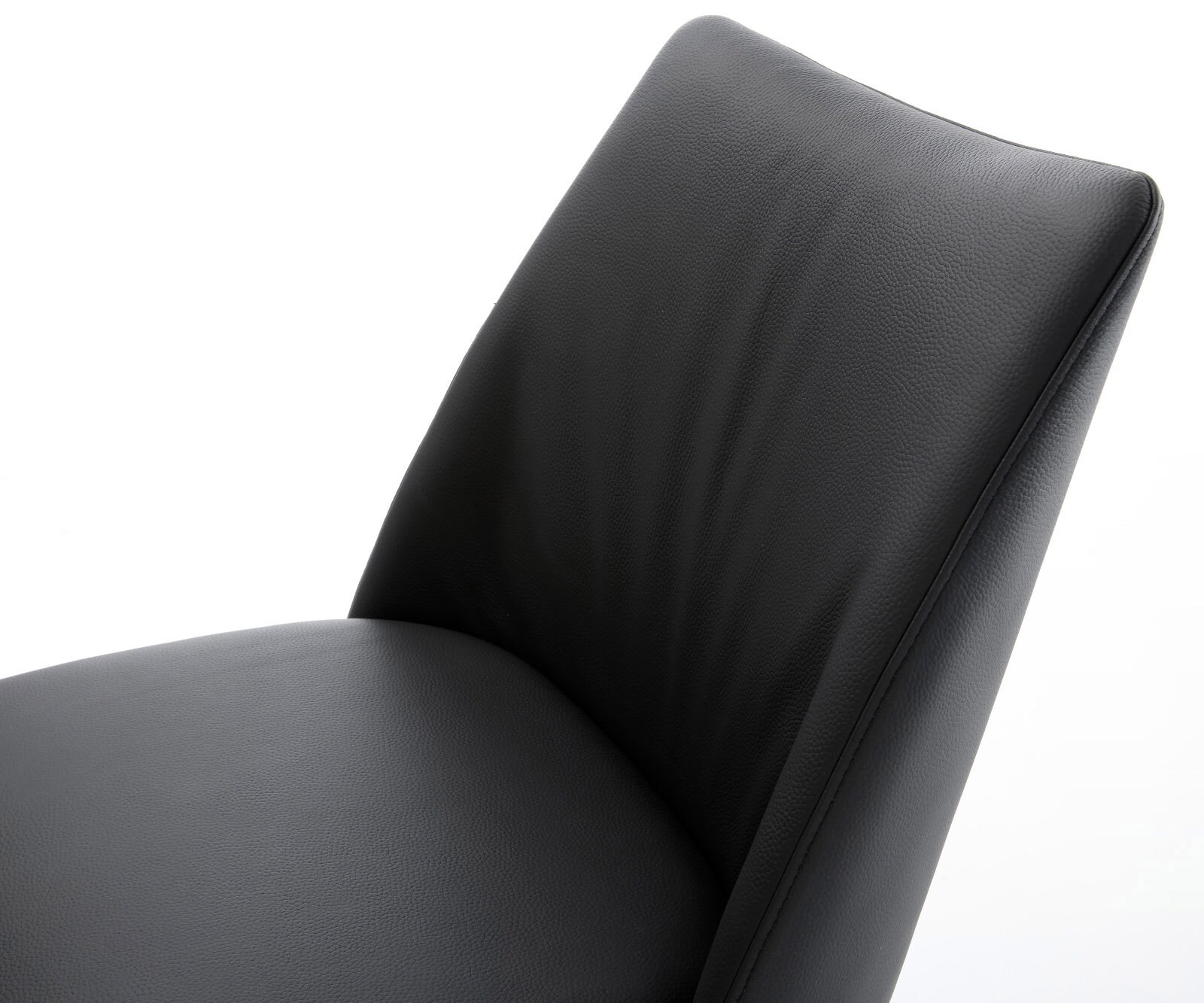 Chaise-pivotante Elso-Flex cuir de vache noir pied croisé large acier inoxydable brossé pivotement sur 360° fonction bascule ressorts ensachés 3