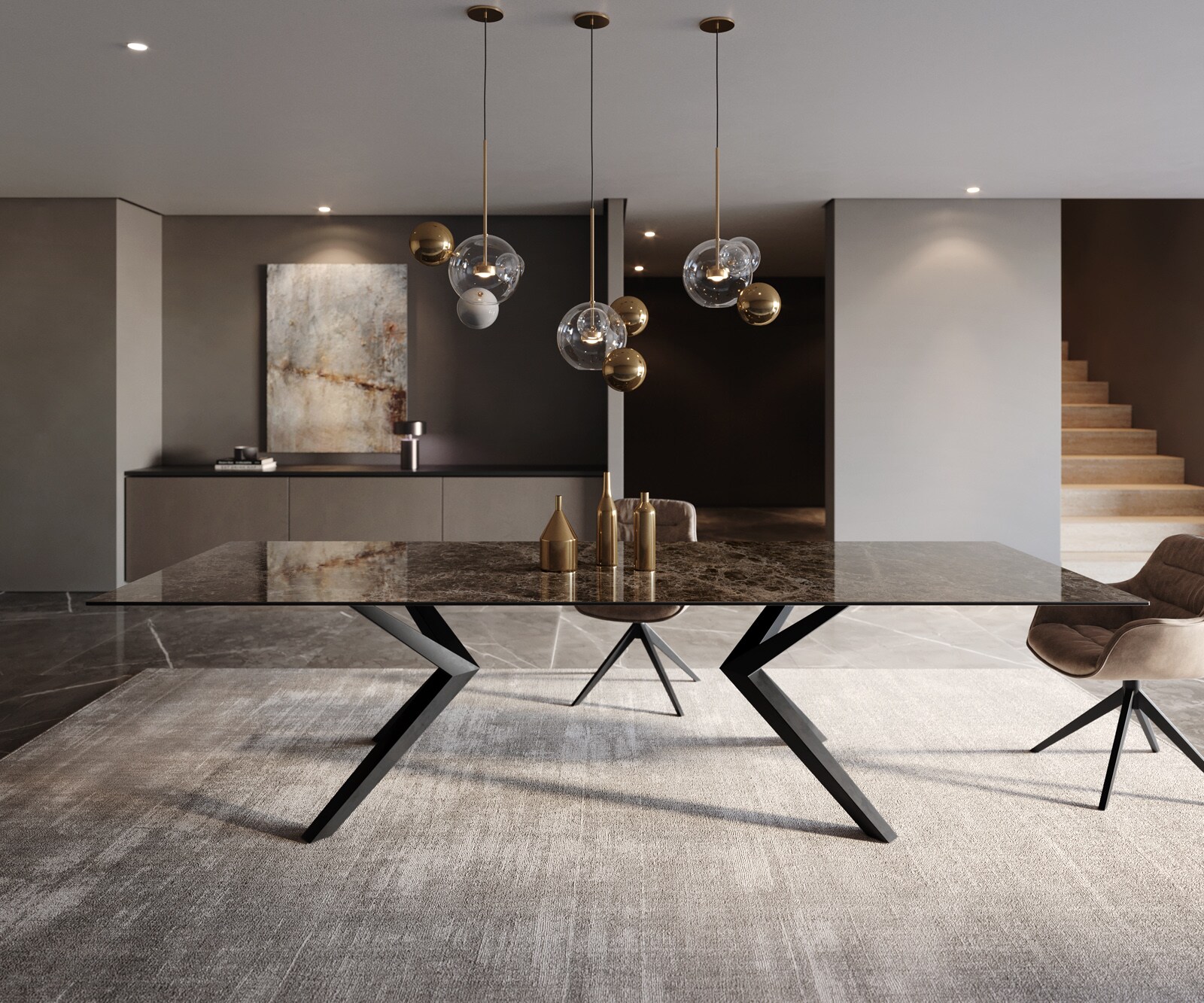 Piètement de table Zenthara anguleux métal noir (set de 2 pièces) 2
