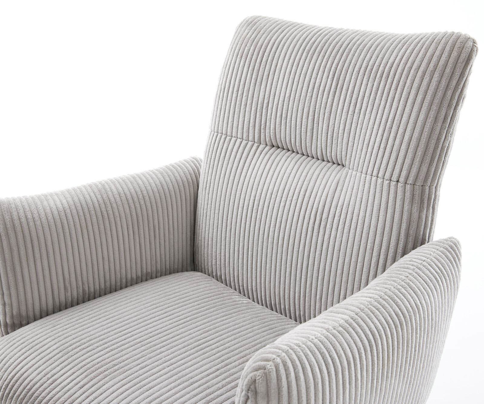 Freischwinger Jova-Flex mit Armlehnen Cord Silbergrau Freischwinger flach Effektfinish Titan Taschenfederkern 3
