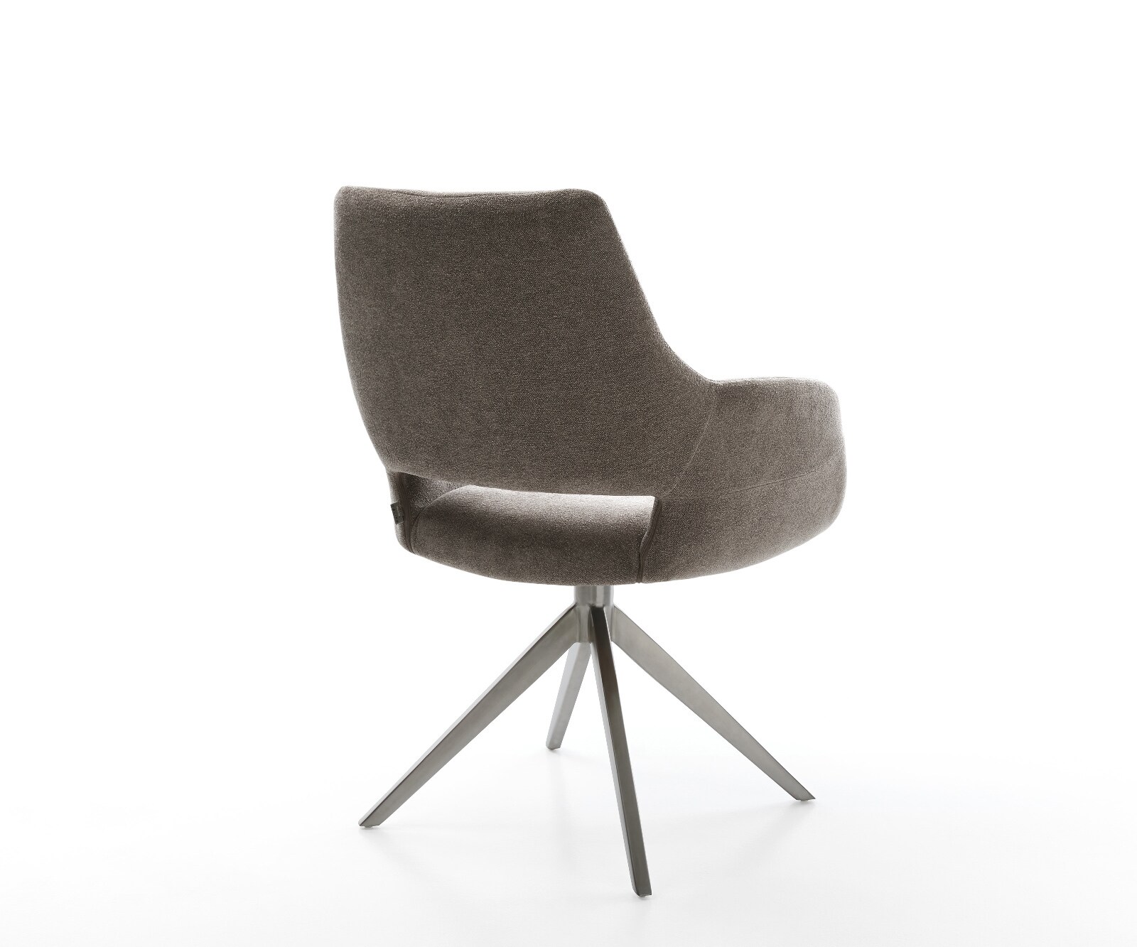 Chaise-pivotante Yago-Flex avec accoudoirs tissu structuré doux taupe pied croisé large grafiete pivotement sur 360° fonction bascule ressorts ensachés 3