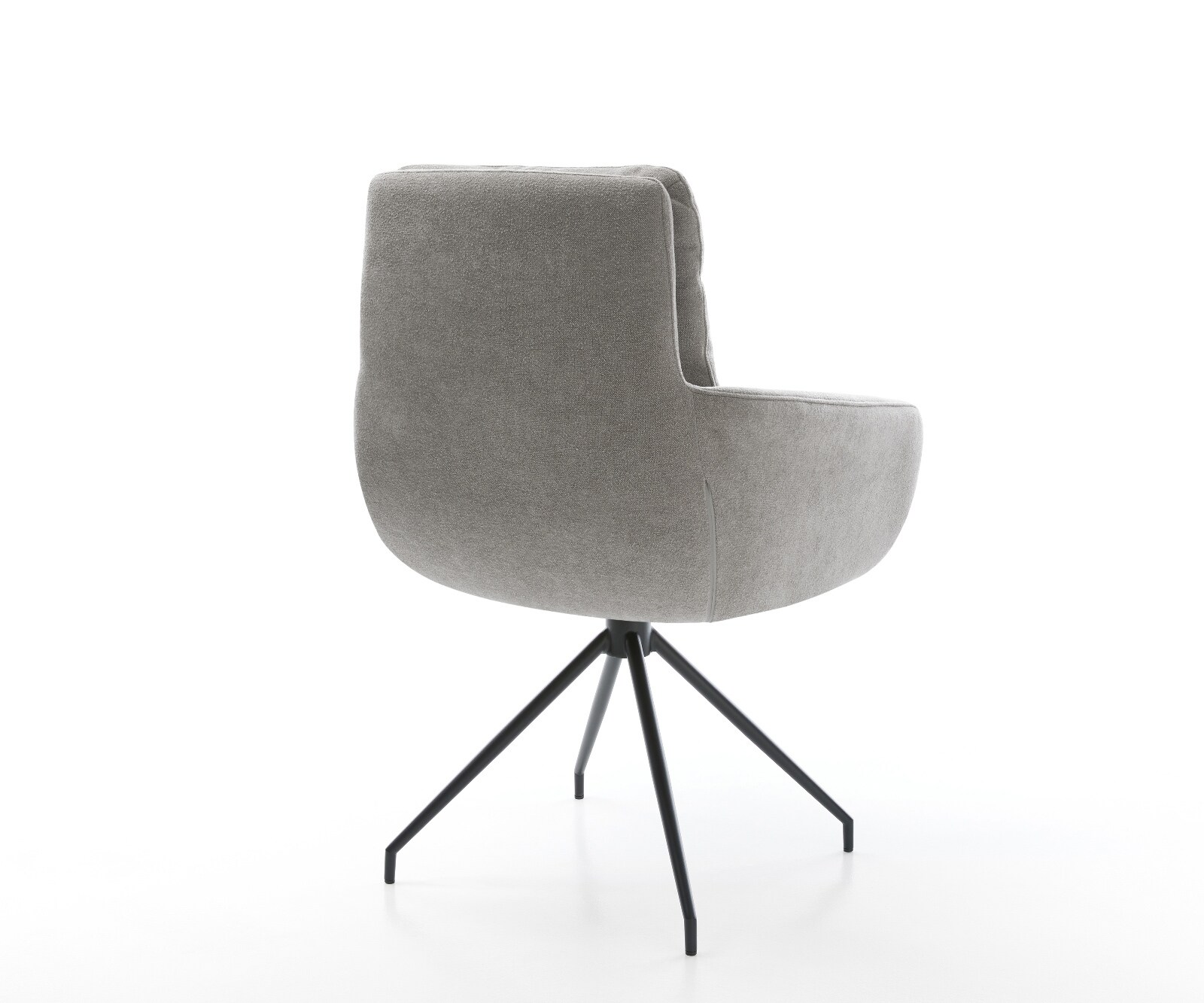 Esszimmerstuhl Abelia-Flex mit Armlehnen Strukturstoff Soft Grau Kreuzgestell konisch Schwarz 5