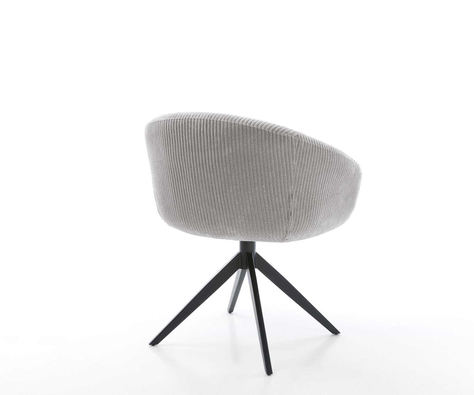 Drehstuhl Vinka-Flex mit Armlehnen Cord Silbergrau Kreuzgestell breit Schwarz 360° drehbar Wippfunktion Taschenfederkern 4