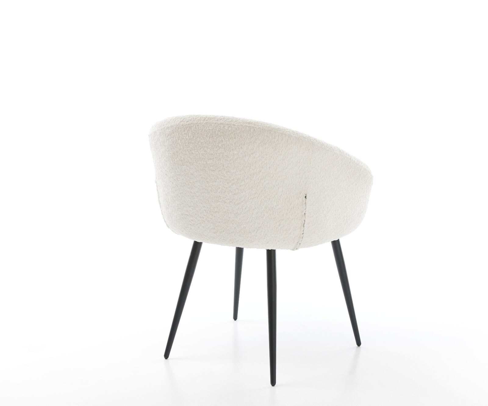 Chaise-de-salle-à-manger Vinka-Flex avec accoudoirs bouclé blanc 4 pieds coniques noir ressorts ensachés 5