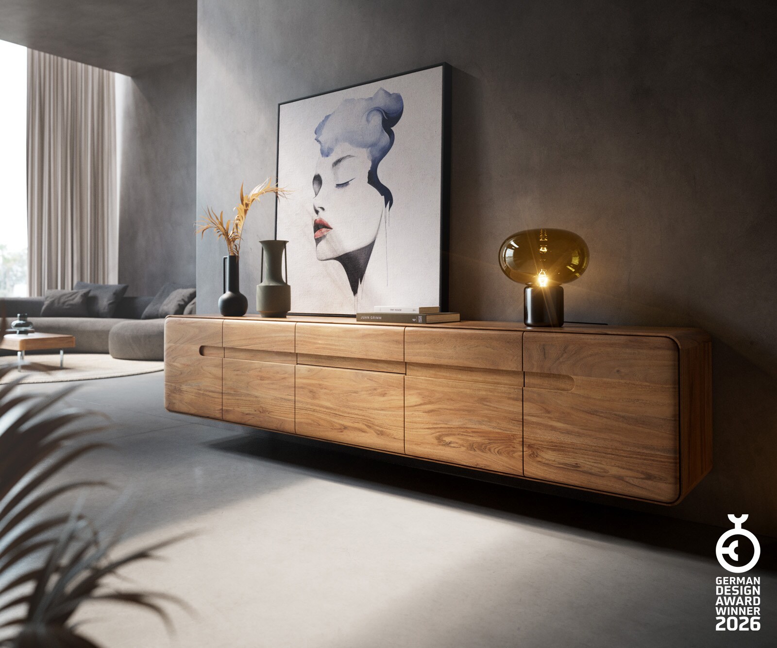 Lowboard Anaya acacia naturel