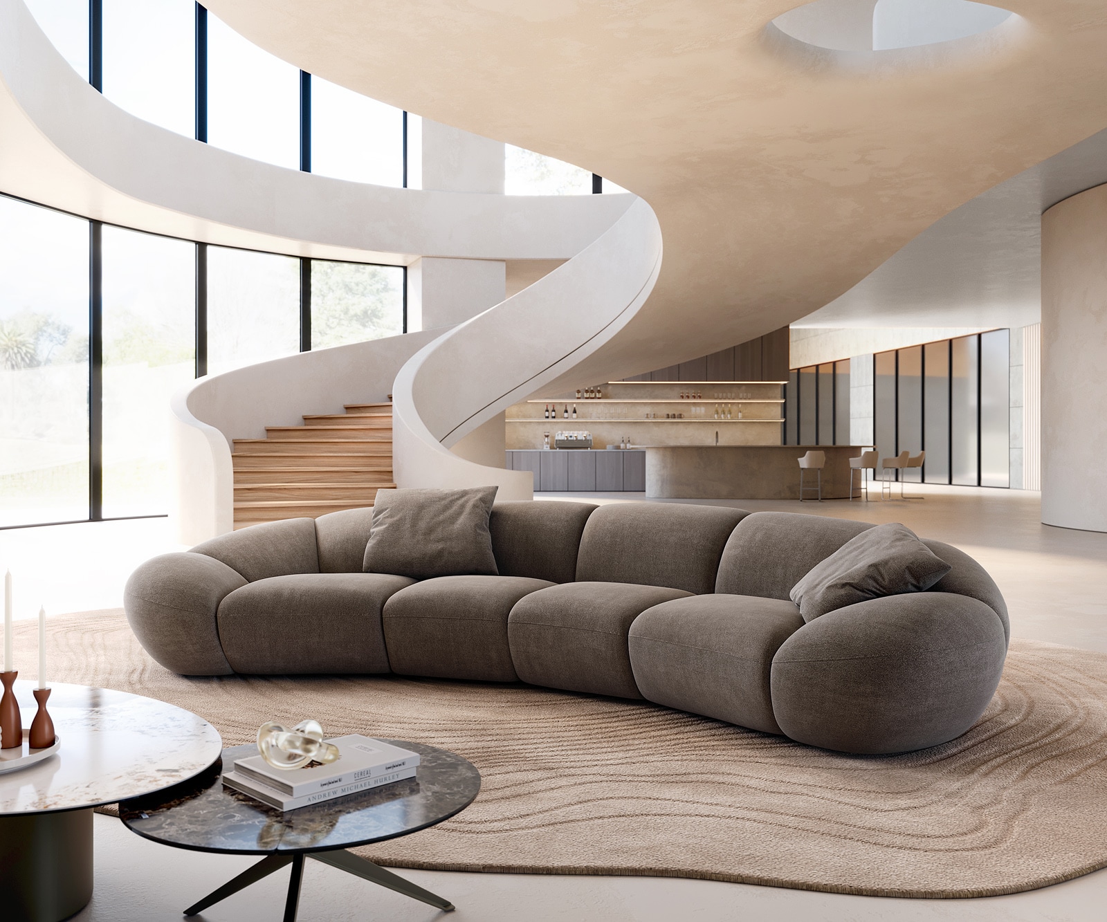 Big-Sofa Lunna 360x175 cm Strukturstoff Soft Taupe 2 Kissen 1 Big-Sofa Lunna 360x175 cm Strukturstoff Soft Taupe 2 Kissen 1