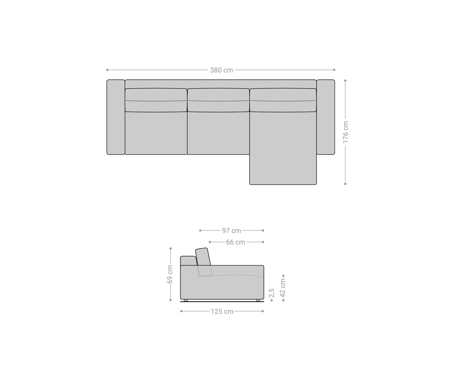 Ecksofa Lanzo XL 380x180 cm Cord Silbergrau Recamiere variabel 6 Ecksofa Lanzo XL 380x180 cm Cord Silbergrau Recamiere variabel 6