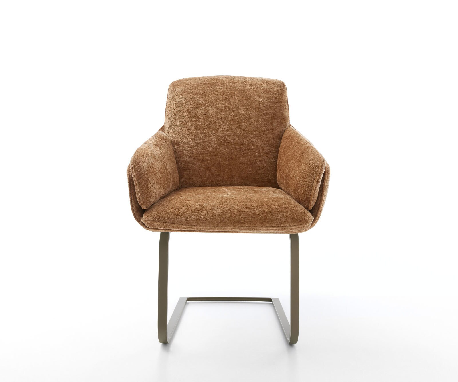Cantilever Luan-Flex avec accoudoirs chenille rouille pied cantilever plat aspect titane 1