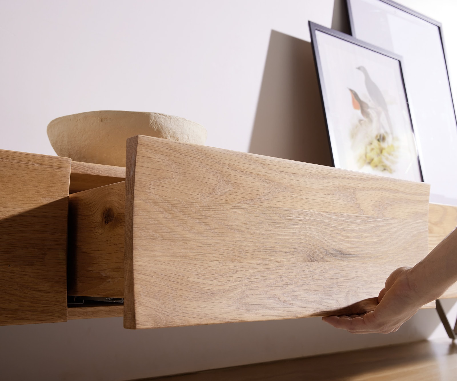 Lowboard Wyatt 220 cm Eiche Natur 4 Schübe V-Fuß Metall Schwarz 3 Lowboard Wyatt 220 cm Eiche Natur 4 Schübe V-Fuß Metall Schwarz 3