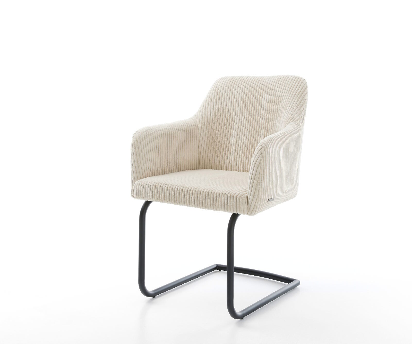 Cantilever Greg-Flex côtelé beige vintage pied cantilever rond noir ressorts ensachés 1