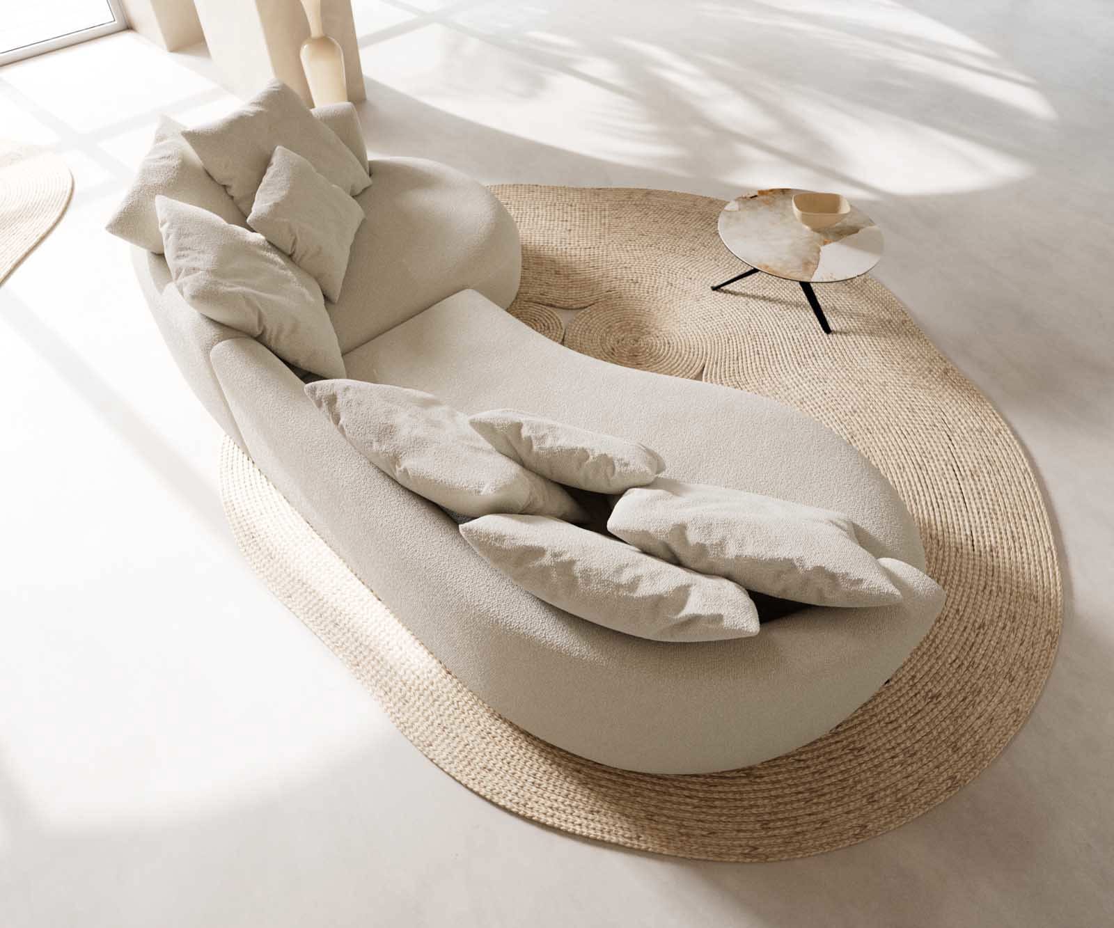 Sofa Edina 330x170 cm Bouclé Creme-Weiß 4 Sofa Edina 330x170 cm Bouclé Creme-Weiß 4