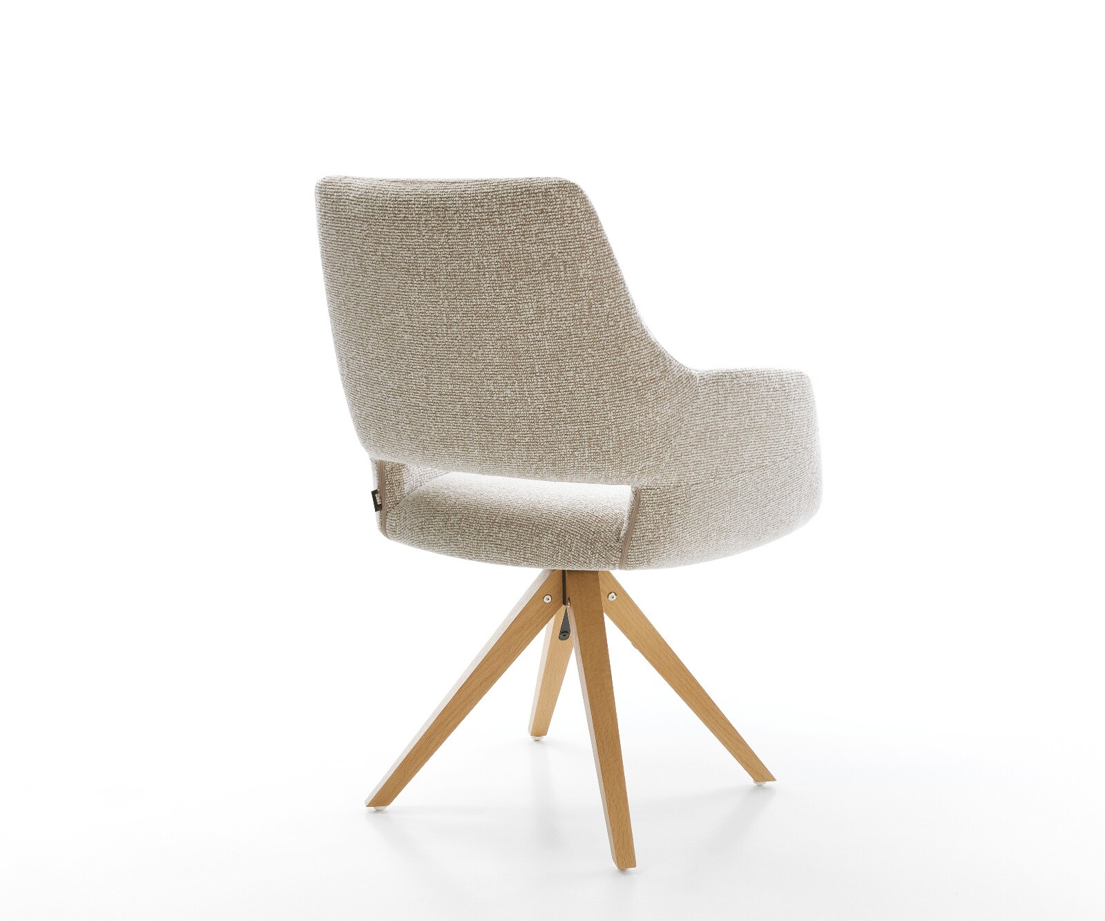 Drehstuhl Yago-Flex mit Armlehnen Webstoff Soft Beige Holzgestell kantig Natur 360° drehbar Taschenfederkern 5