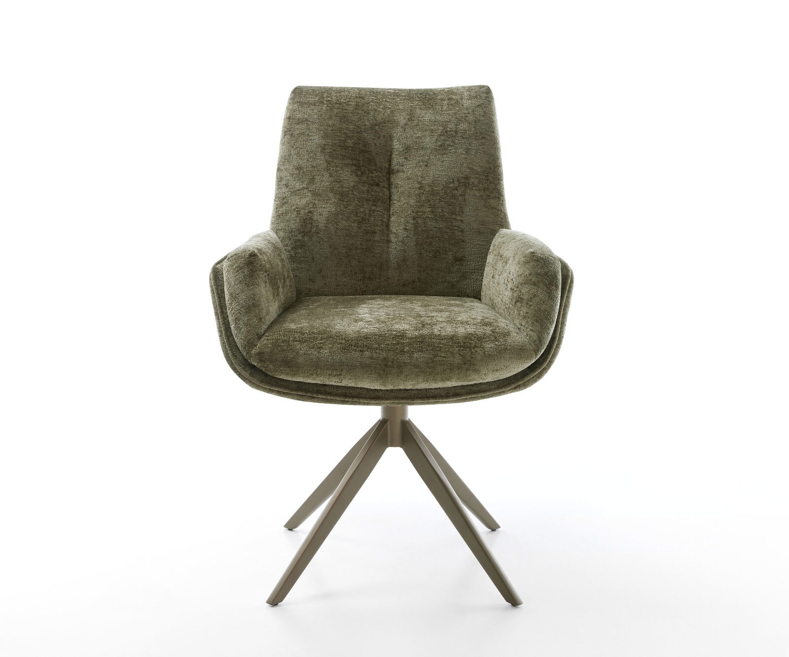 Drehstuhl Clea-Flex Chenille Olive Kreuzgestell breit Effektfinish Titan 360° drehbar Wippfunktion 1