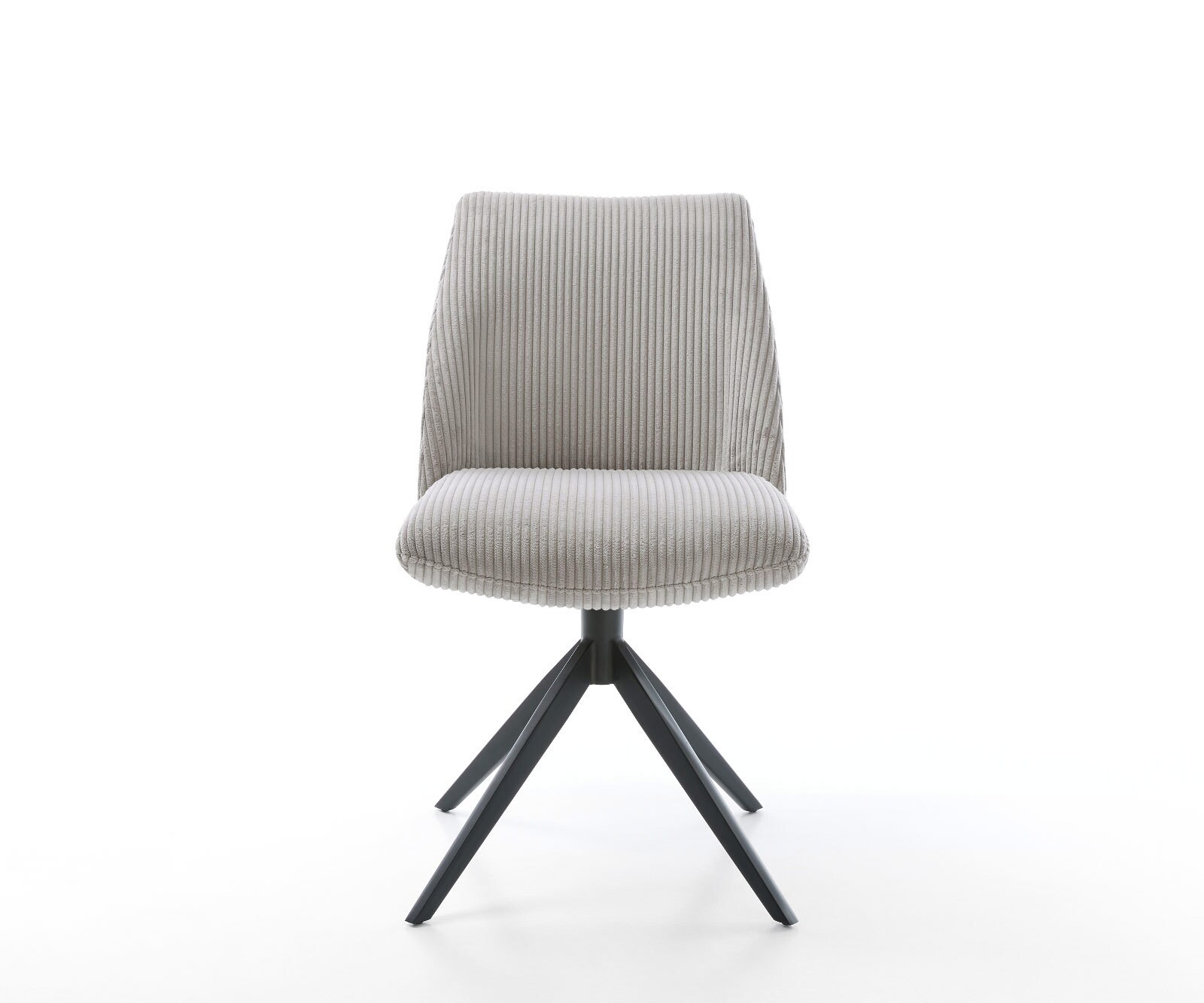 Chaise-pivotante Elso-Flex côtelé gris argenté pied croisé large noir pivotement sur 360° ressorts ensachés 1