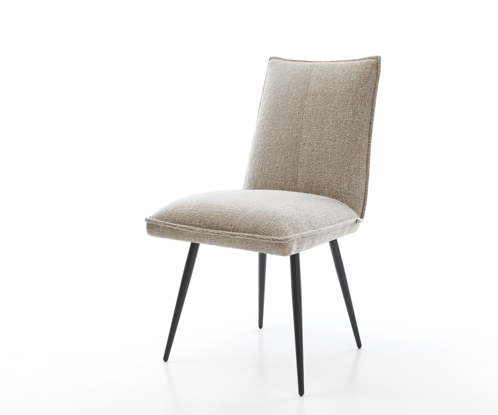 Esszimmerstuhl Lelio-Flex Webstoff Soft Beige 4-Fuß konisch Schwarz Taschenfederkern 1