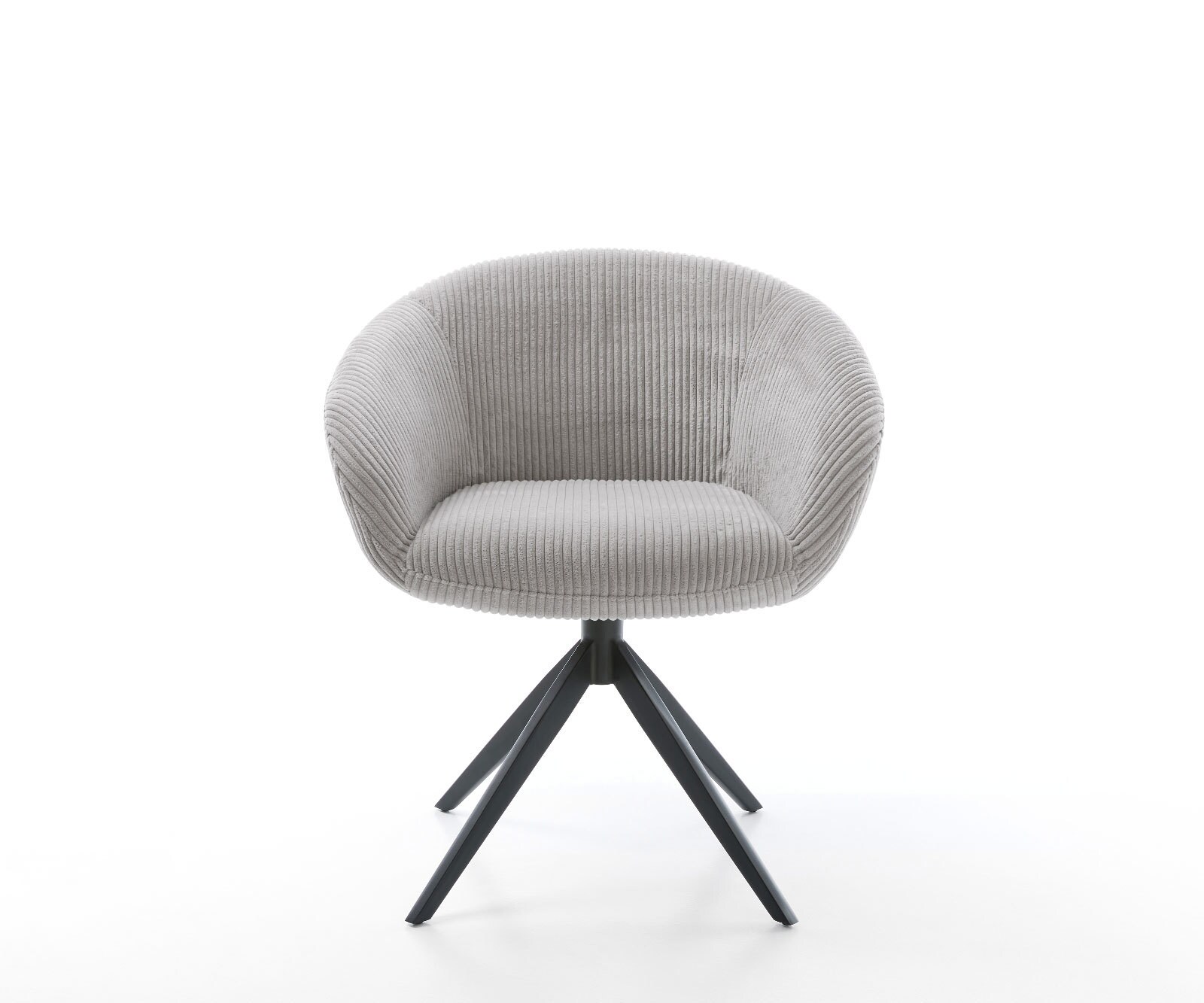 Drehstuhl Vinka-Flex mit Armlehnen Cord Silbergrau Kreuzgestell breit Schwarz 360° drehbar Wippfunktion Taschenfederkern 1