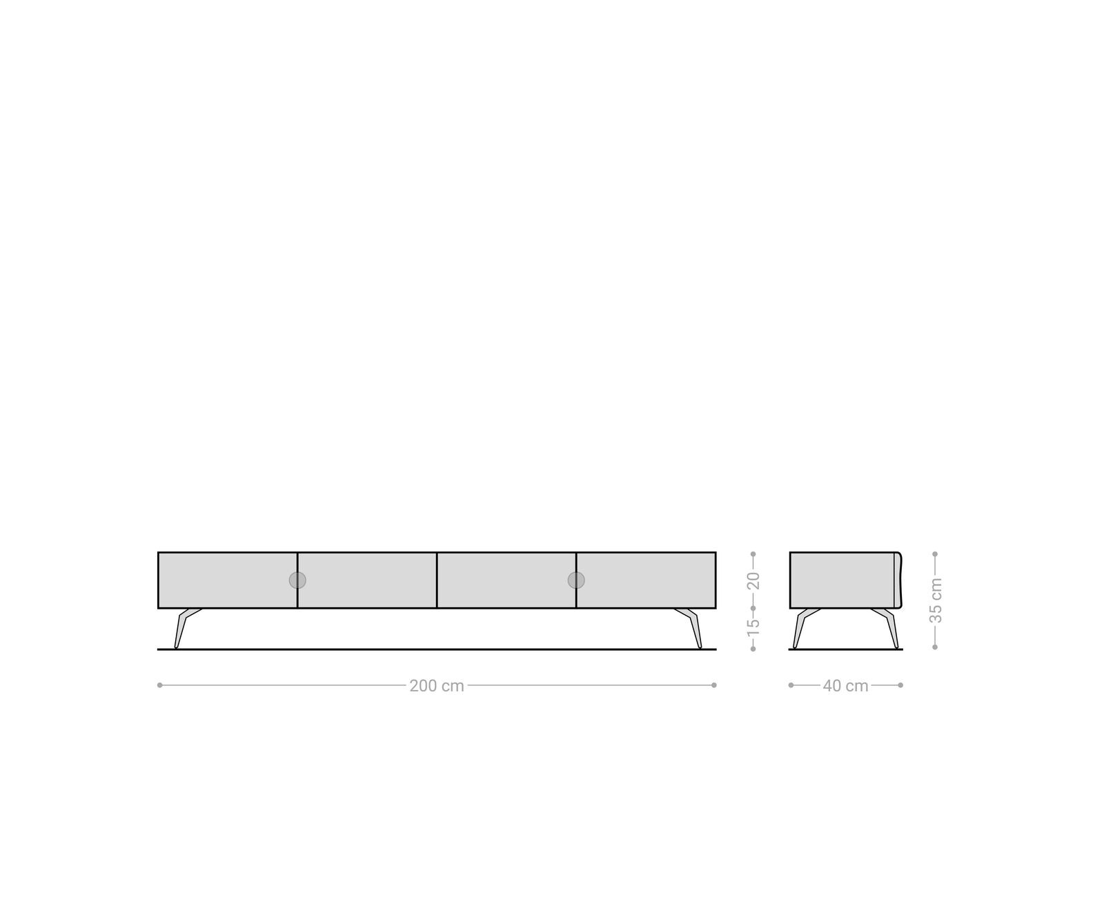Meuble TV New Live-Edge 200 cm chêne naturel 4 portes pied équerre métal noir 9