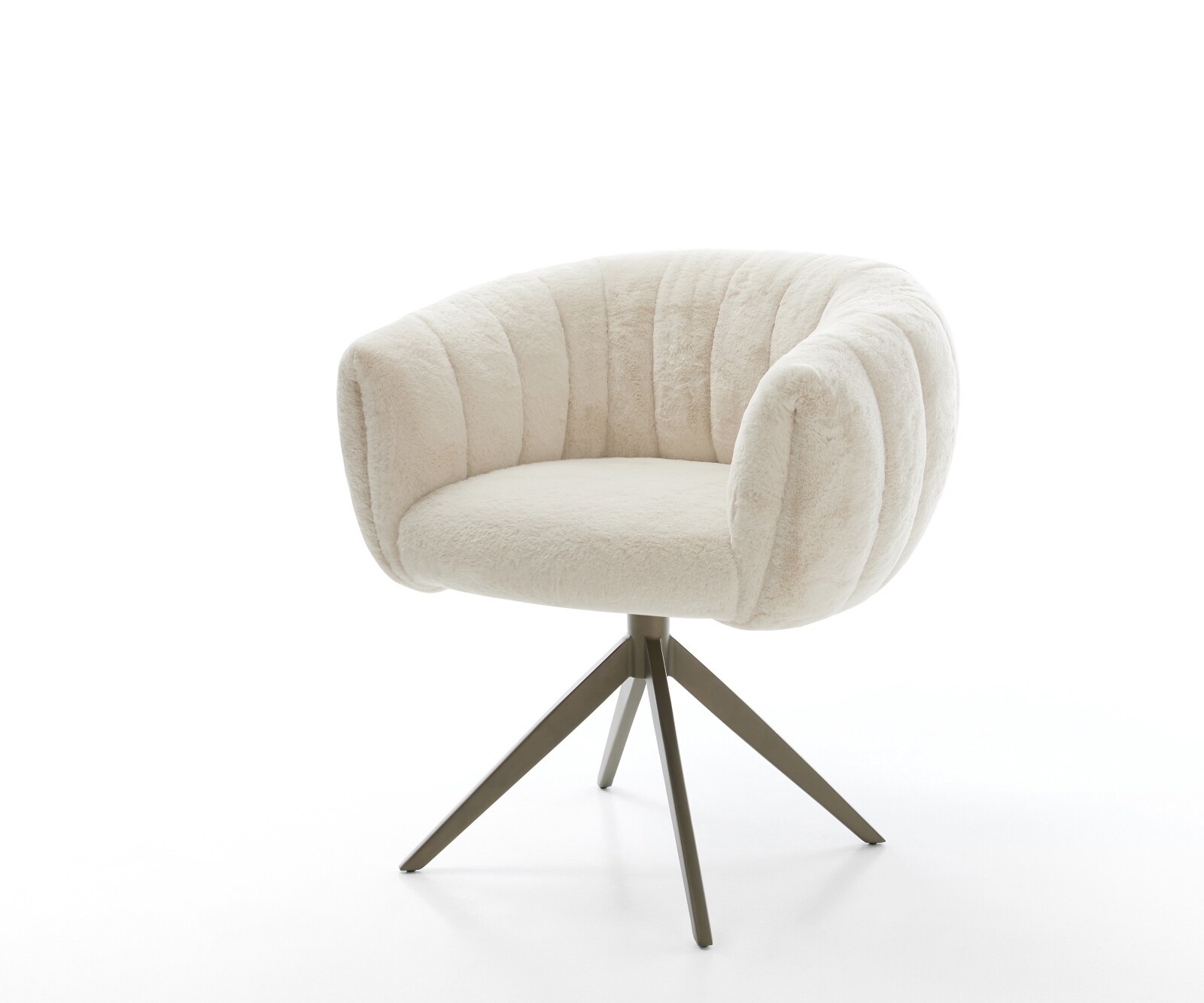 Drehstuhl Jada-Flex Plüsch Creme-Weiß Kreuzgestell breit Effektfinish Titan 360° drehbar Wippfunktion Taschenfederkern