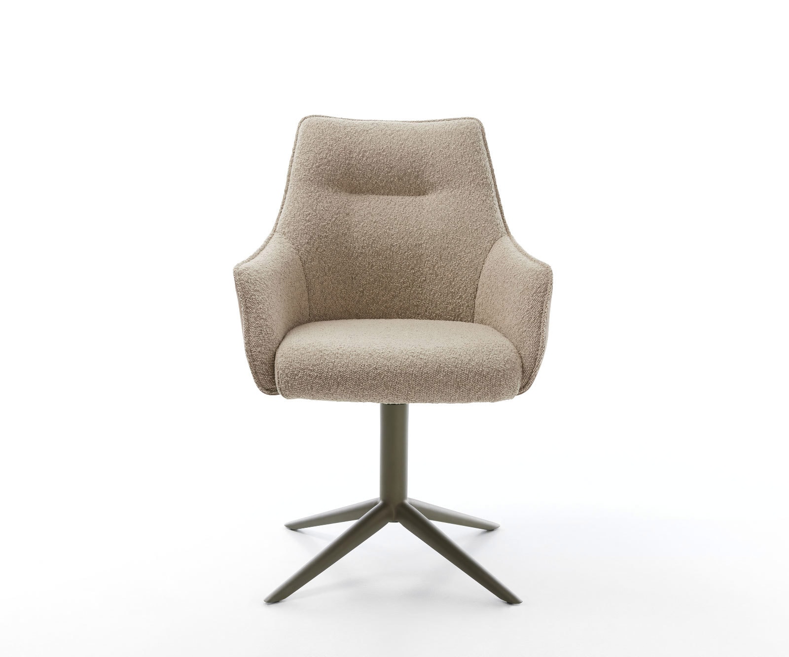 Chaise-pivotante Alja-Flex avec accoudoirs tissu mixte couleur boue pied de chaise 4 branches aspect titane pivotement sur 360° fonction bascule ressorts ensachés 1 Chaise-pivotante Alja-Flex avec accoudoirs tissu mixte couleur boue pied de chaise 4 branches aspect titane pivotement sur 360° fonction bascule ressorts ensachés 1