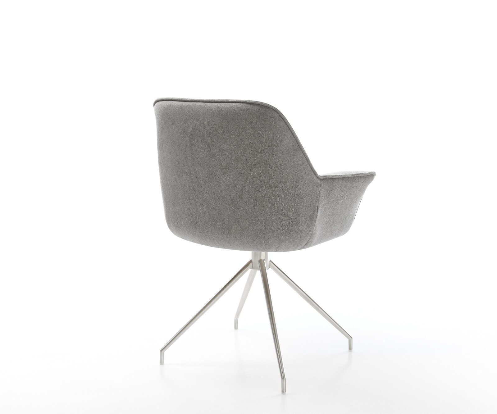 Esszimmerstuhl Keila-Flex mit Armlehnen Strukturstoff Soft Grau Kreuzgestell konisch Edelstahl 5