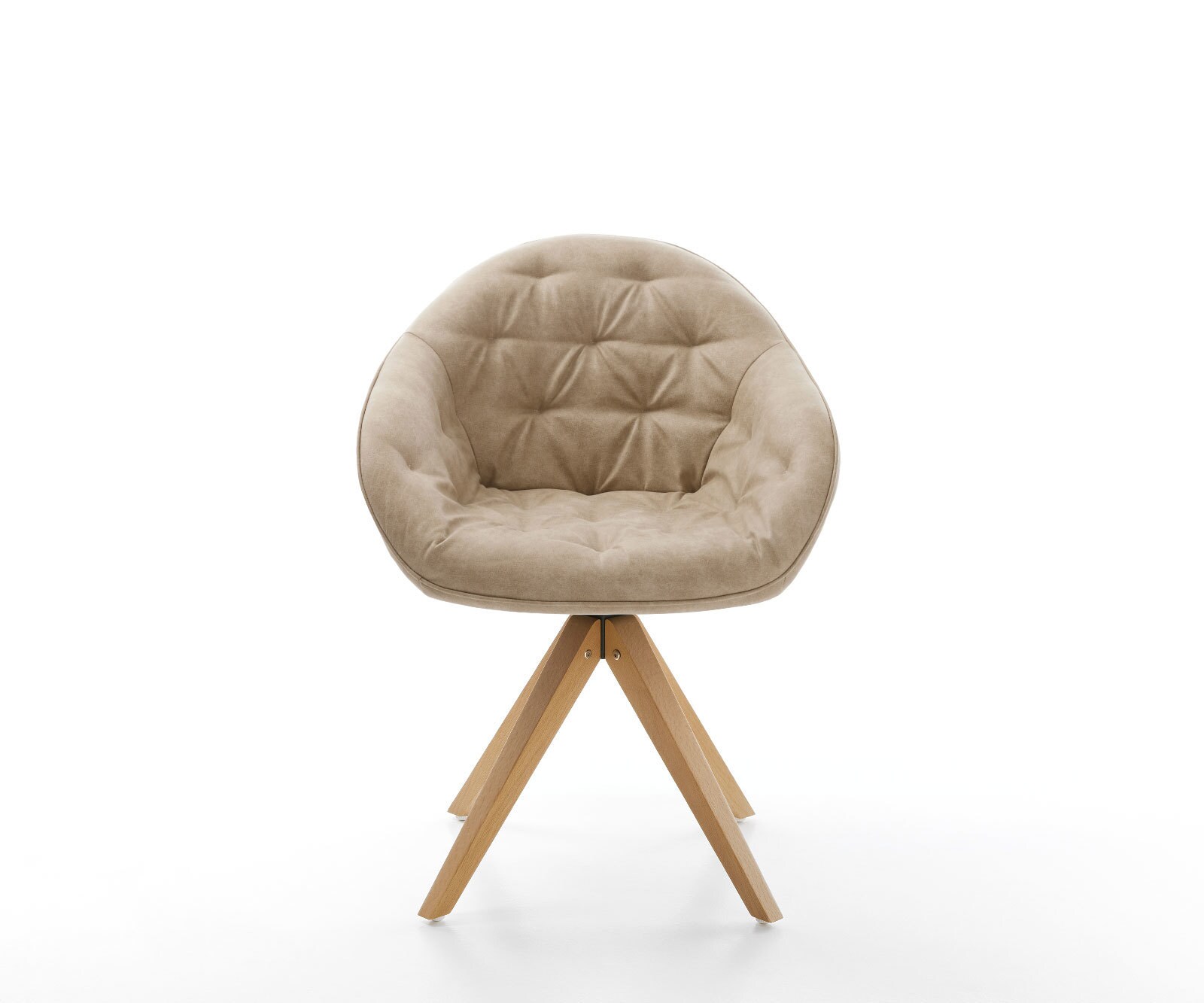 Esszimmerstuhl Gaio-Flex Mikrofaser Beige Vintage Holzgestell kantig Natur 1