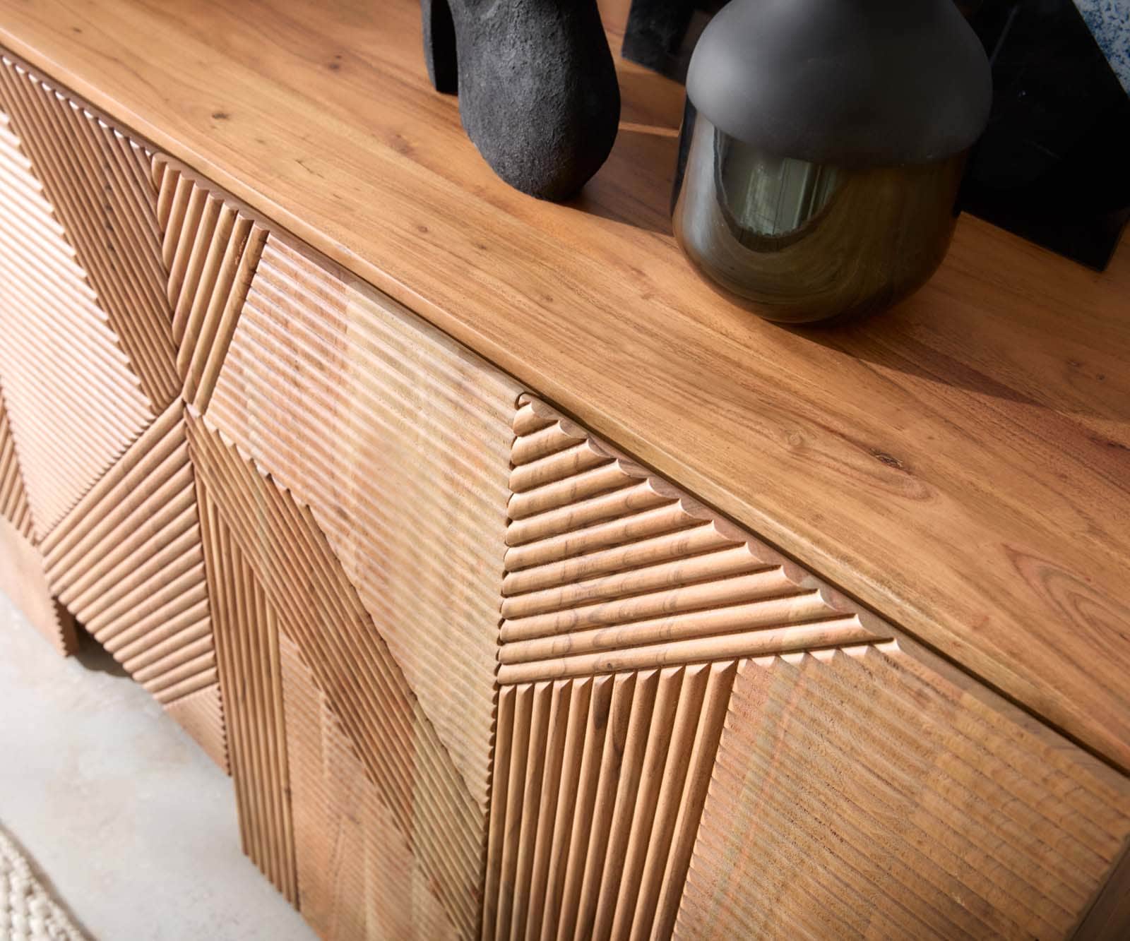 Sideboard Naxxar 180 cm Akazie Natur 5 Türen 4 Sideboard Naxxar 180 cm Akazie Natur 5 Türen 4