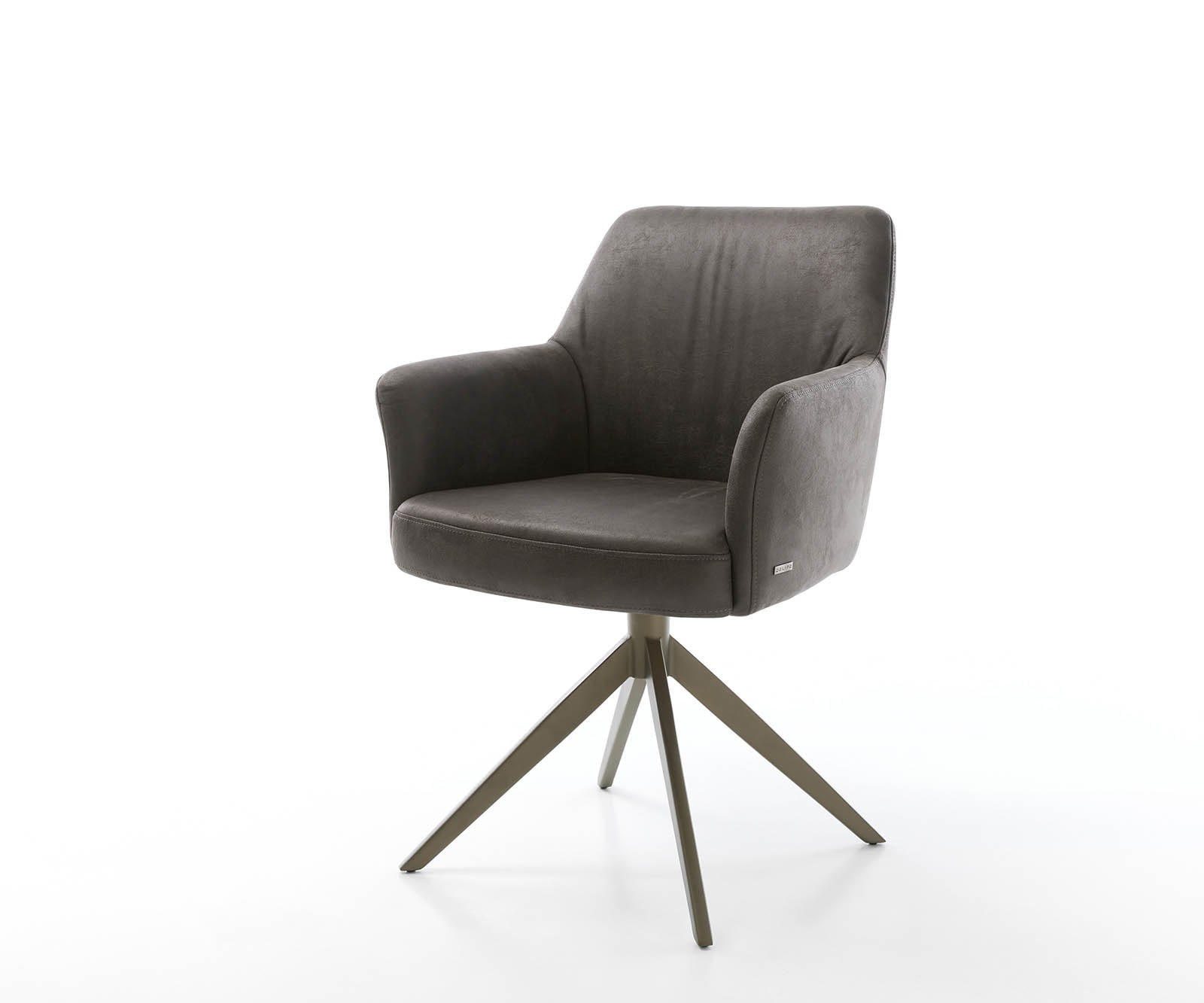 Drehstuhl Xana-Flex mit Armlehnen Anthrazit Vintage Kreuzgestell breit Effektfinish Titan 360° drehbar Taschenfederkern