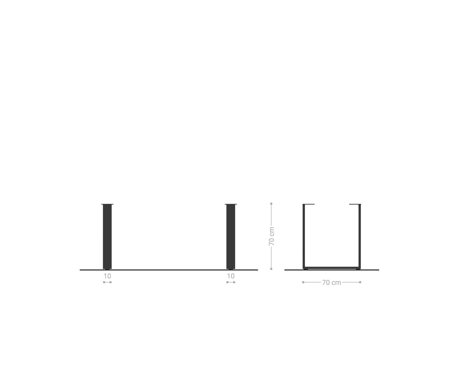 Cadre de table métal noir mince (2-er Set) 2