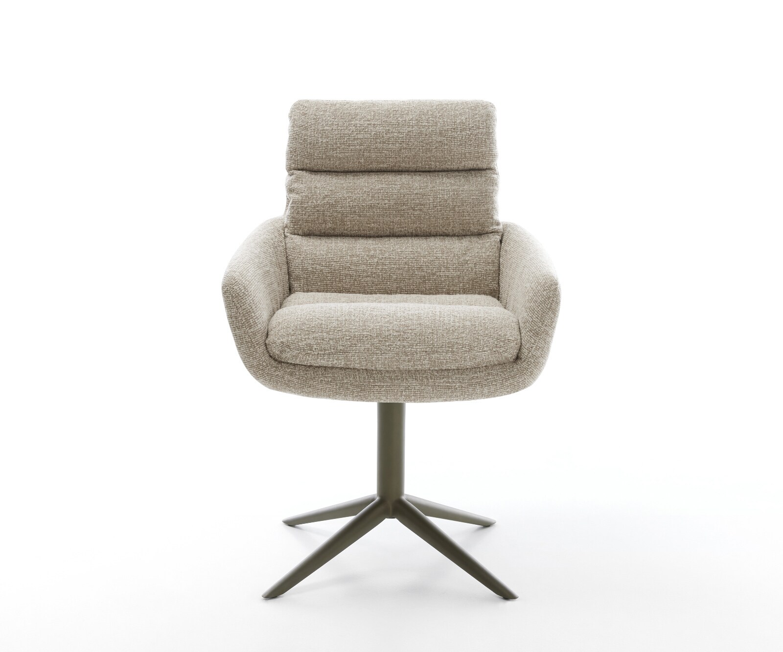 Chaise-pivotante Abelia-Flex avec accoudoirs tissu tissé doux beige pied de chaise 4 branches aspect titane pivotement sur 360° fonction bascule 1