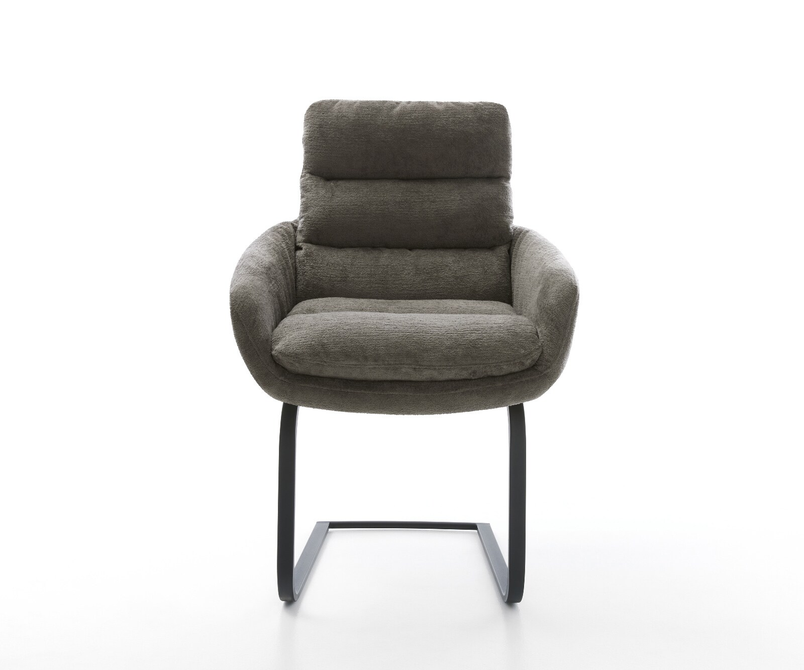 Freischwinger Abelia-Flex mit Armlehnen Bouclé Soft Schlamm Freischwinger flach Schwarz 2